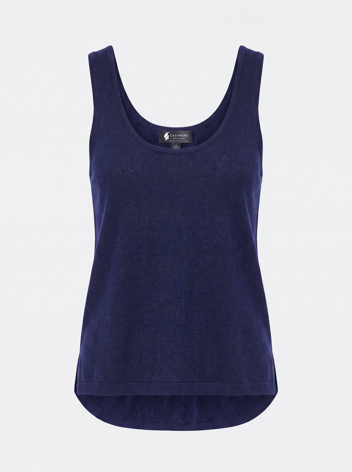 High Low Tank Top in Pure Cashmere - Navy