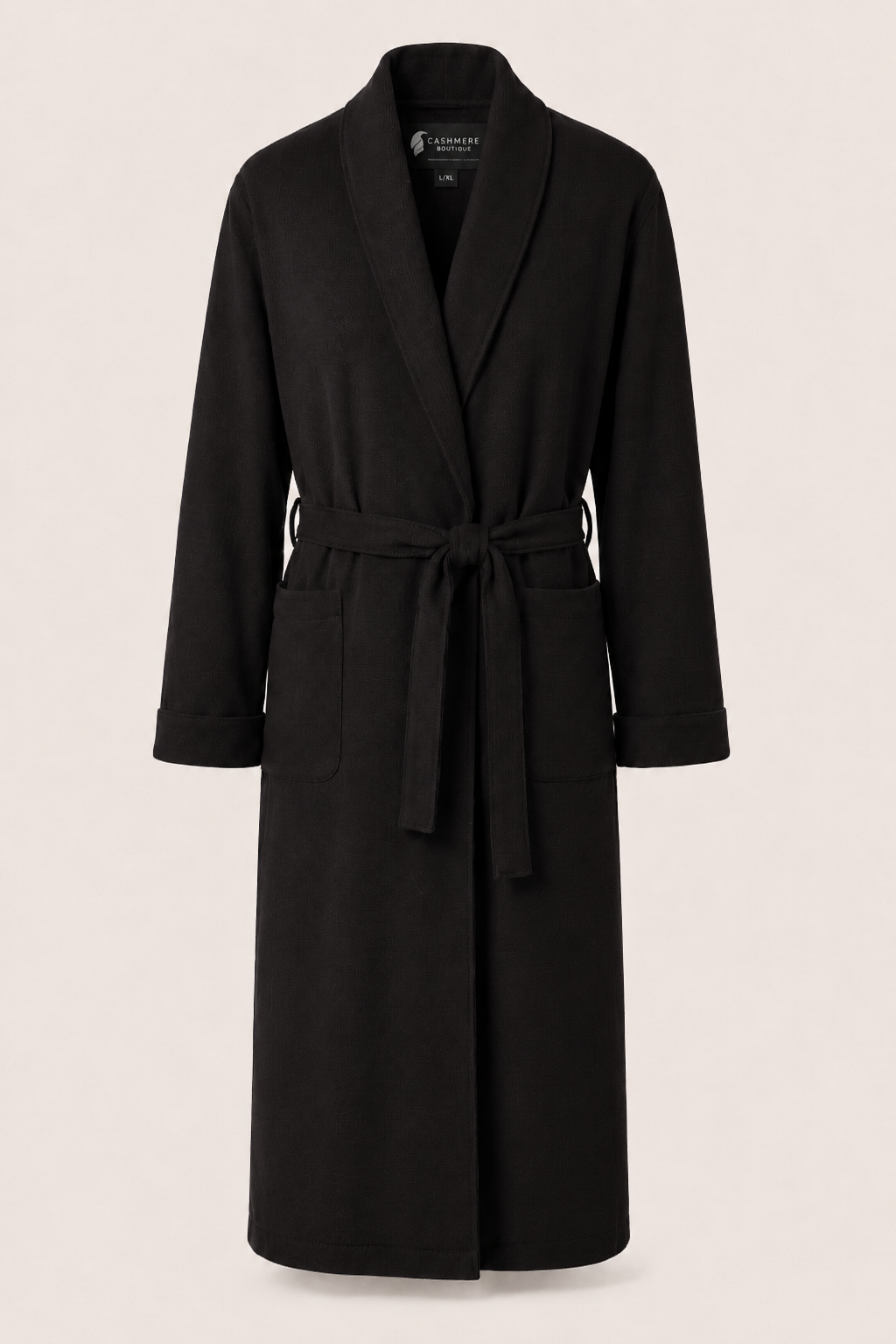 Pure Cashmere Full Length Robe for Men - Black