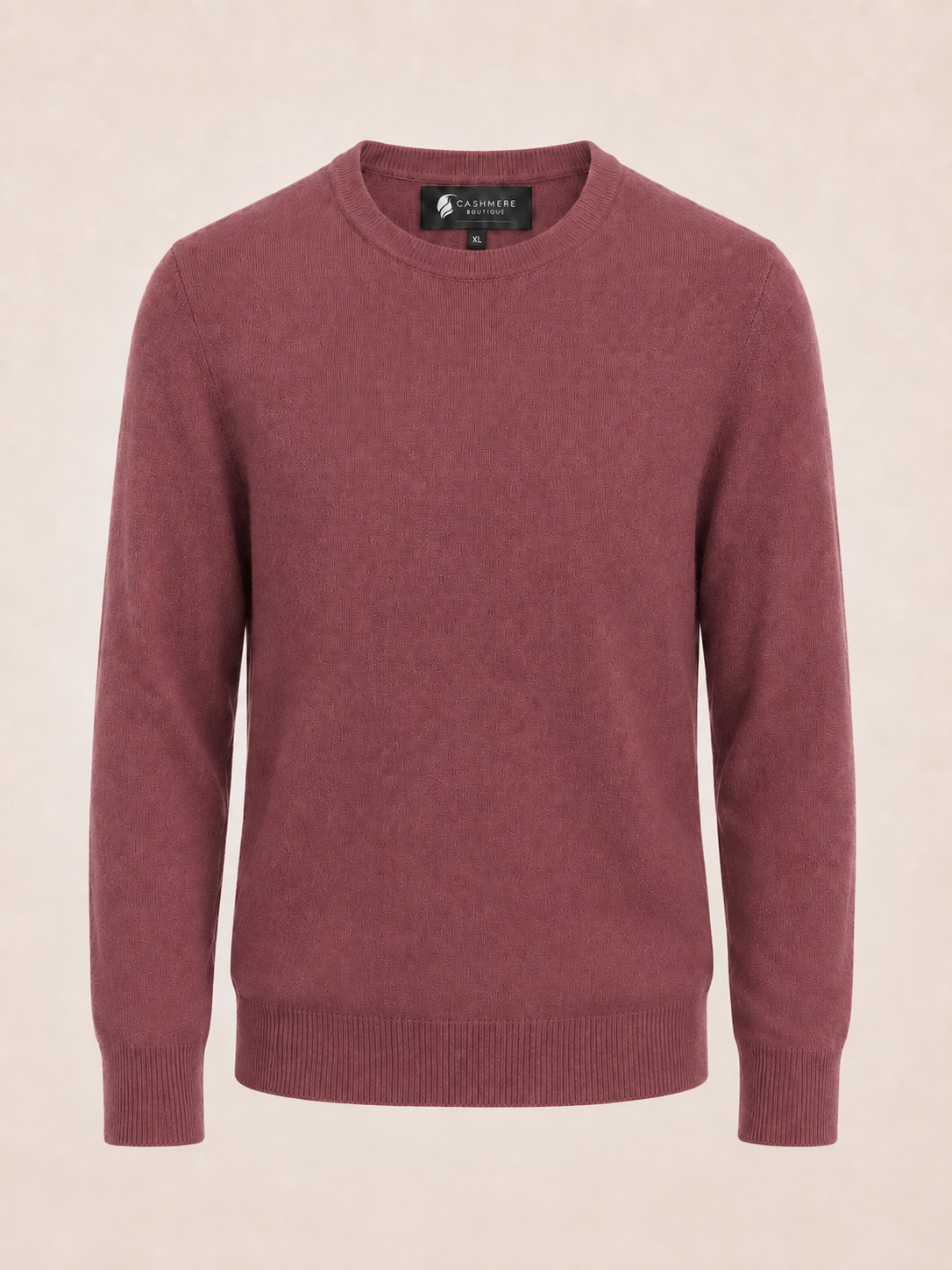 Men's Crew Neck Cashmere Sweater - Burgundy