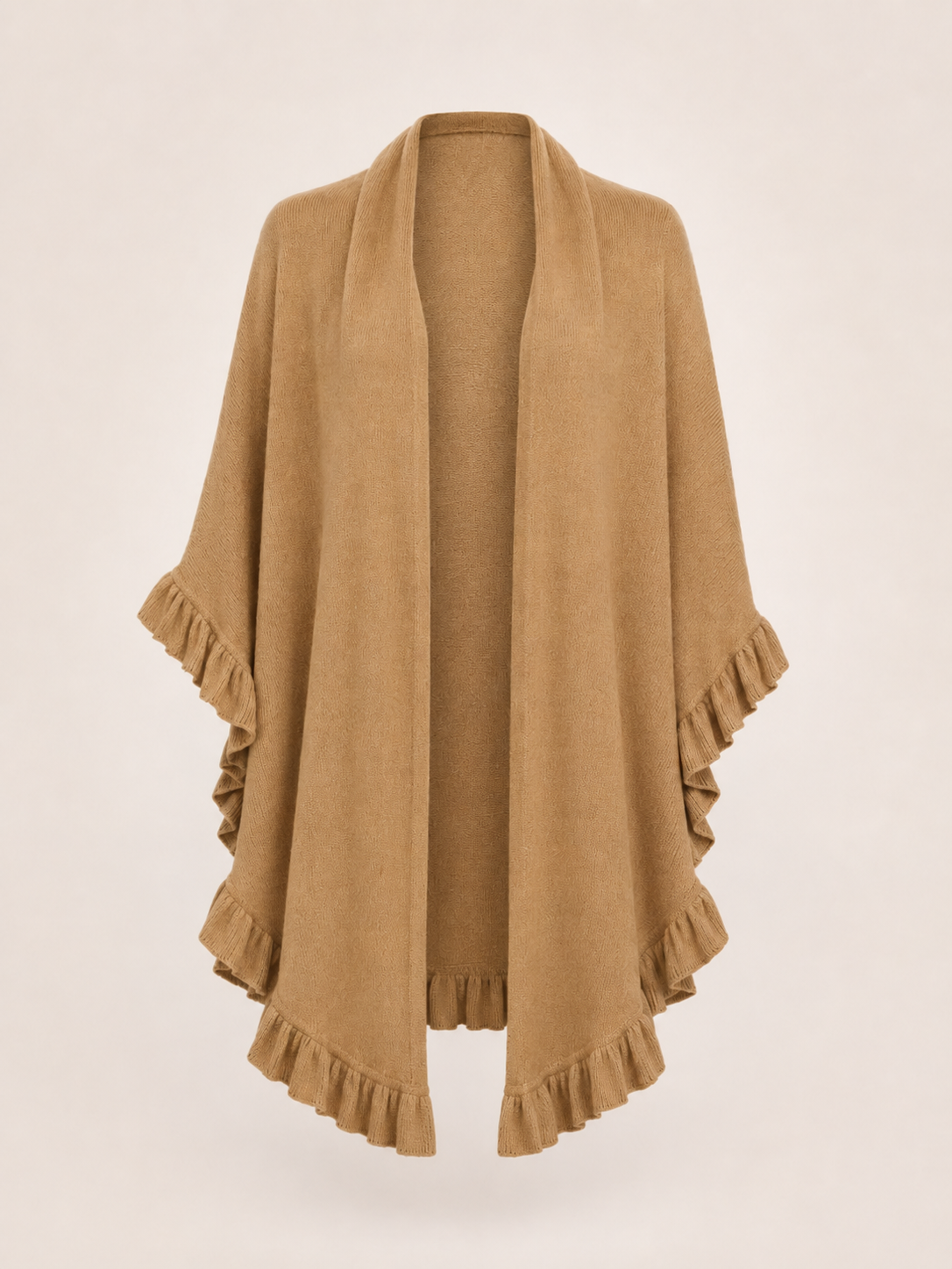 Pure Cashmere Ruffle Wrap - Faded Pewter