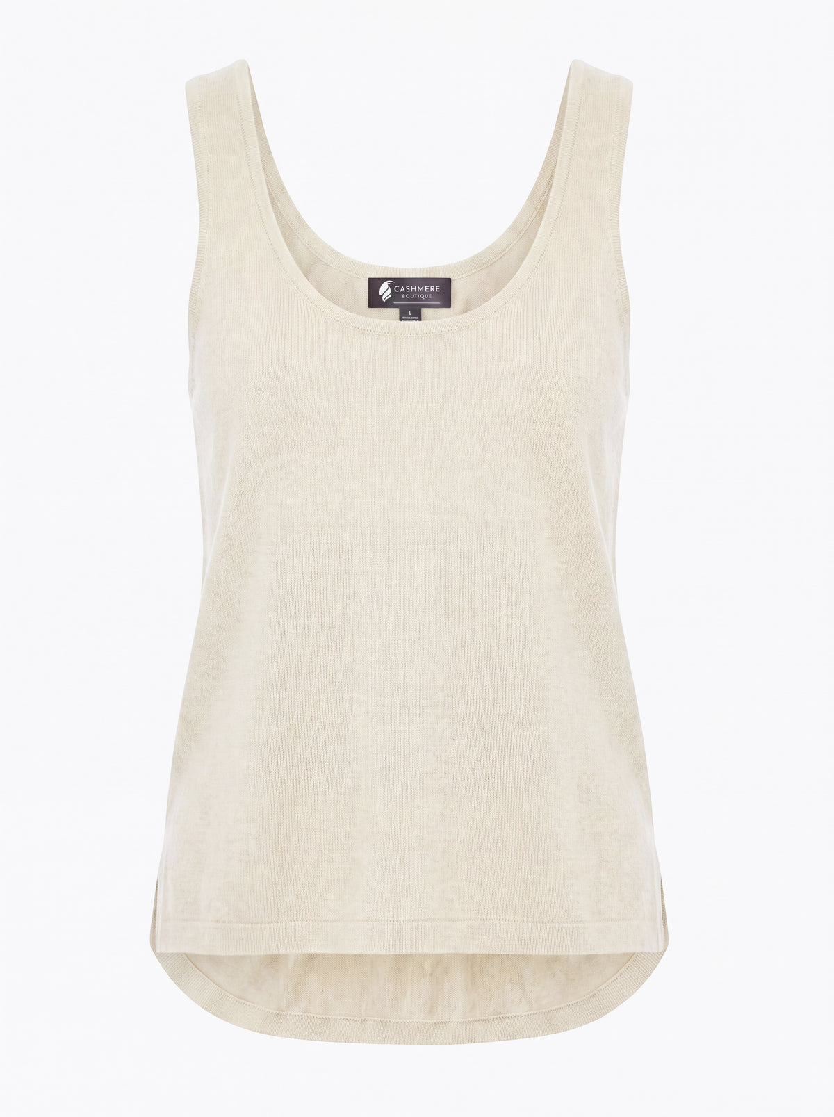 High Low Tank Top in Pure Cashmere - Vanilla