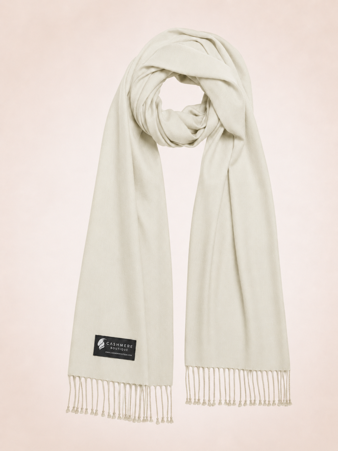 Pashmina and Silk Shawl - Natural White
