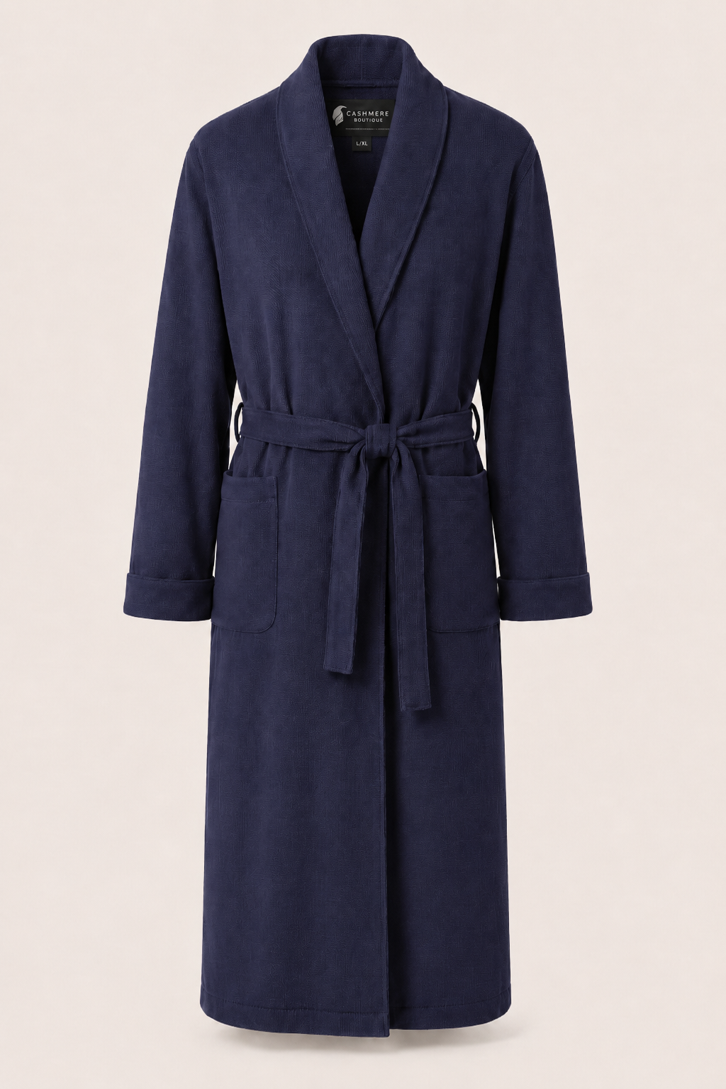 Pure Cashmere Full Length Robe for Men - Navy