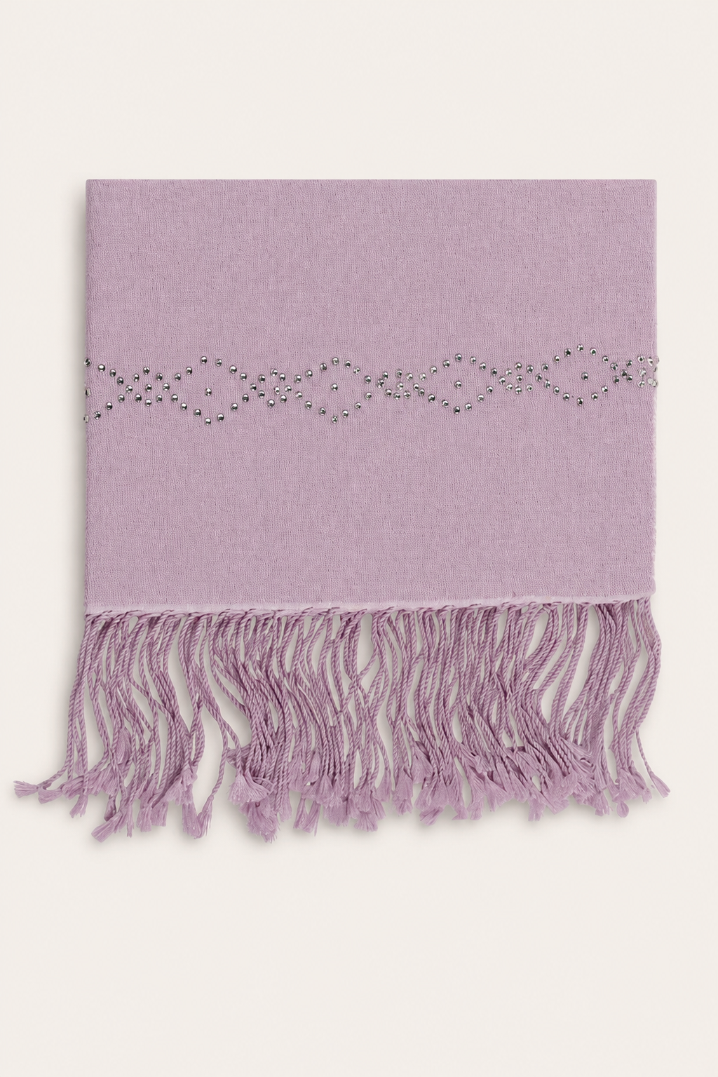 Cashmere Wrap with Swarovski Beadwork in a Diamond Border - Faded Lilac