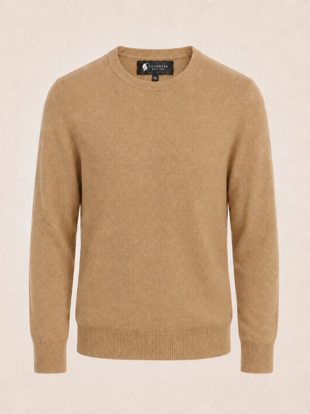 Men's Crew Neck Cashmere Sweater - Camel