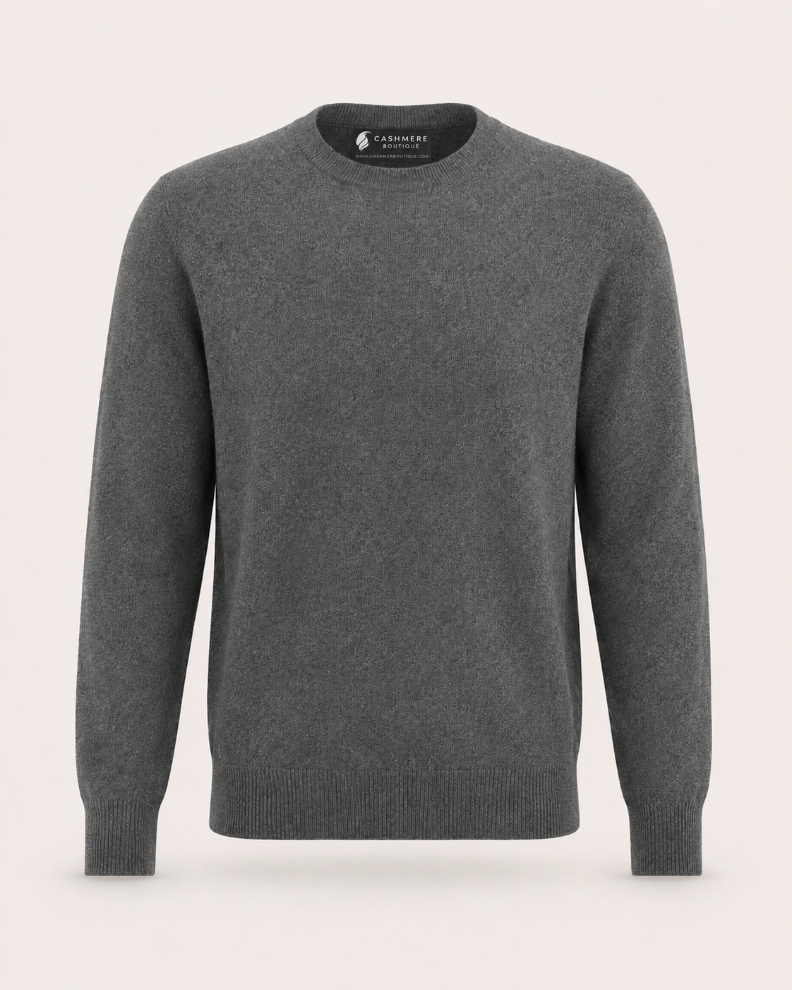Luxurious Men's Crew Neck Cashmere Sweater in Charcoal - Charcoal