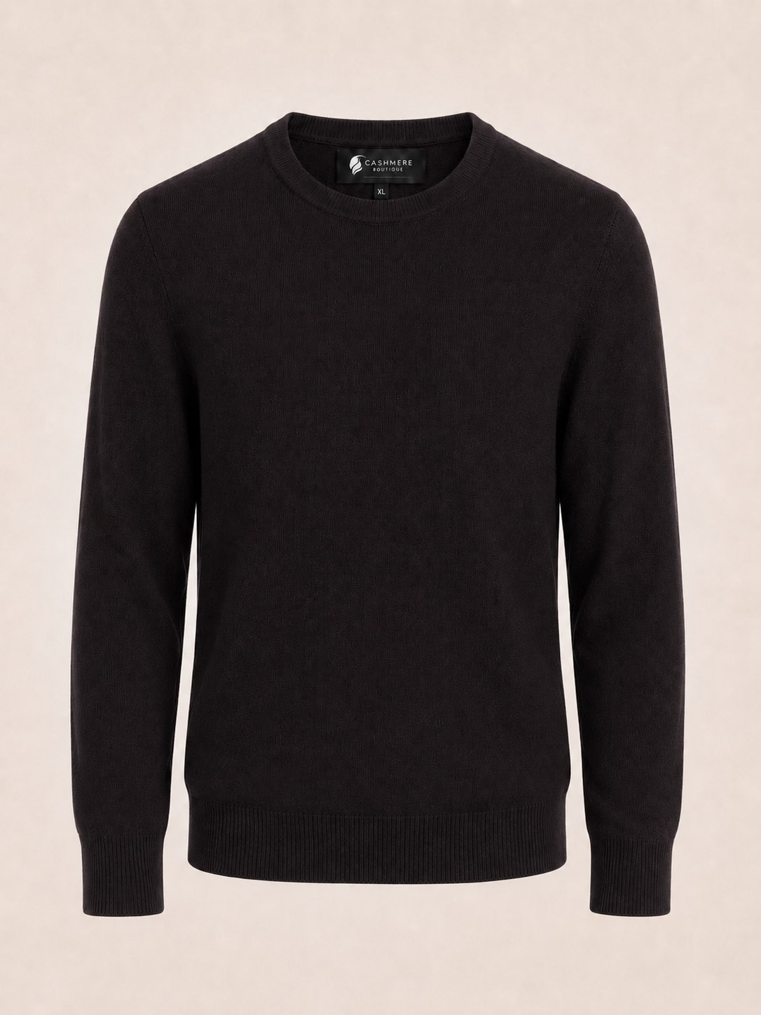 Men's Crew Neck Cashmere Sweater - Black
