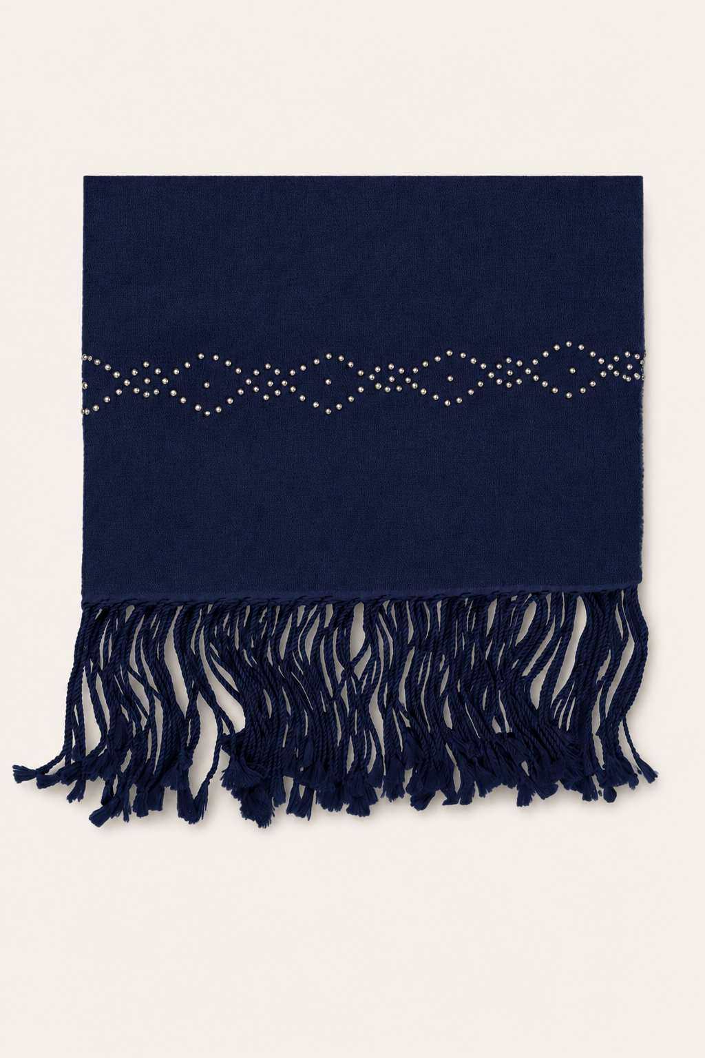 Cashmere Wrap with Swarovski Beadwork in a Diamond Border - Ink