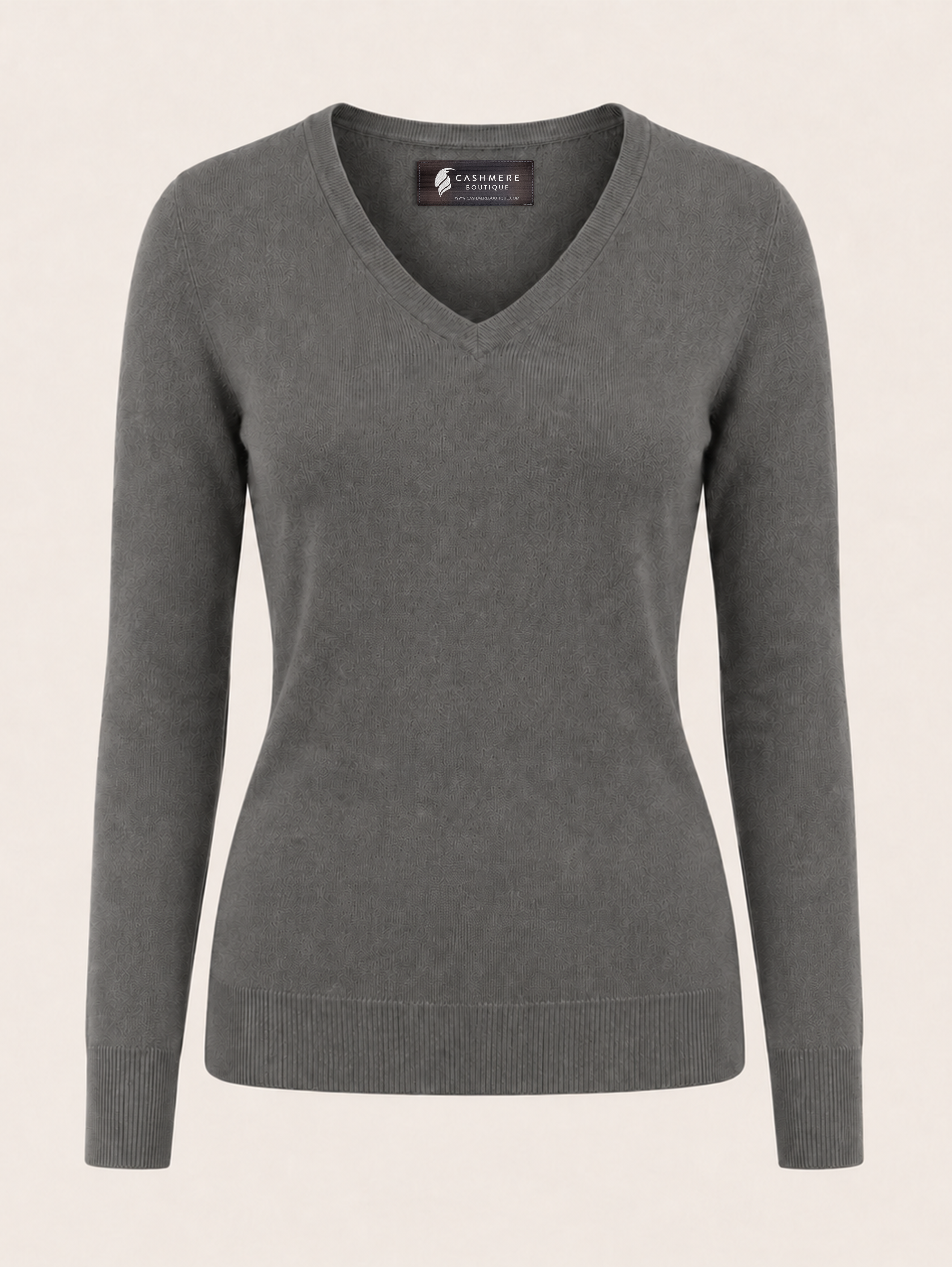 Women's Cashmere V-Neck Sweater - Charcoal
