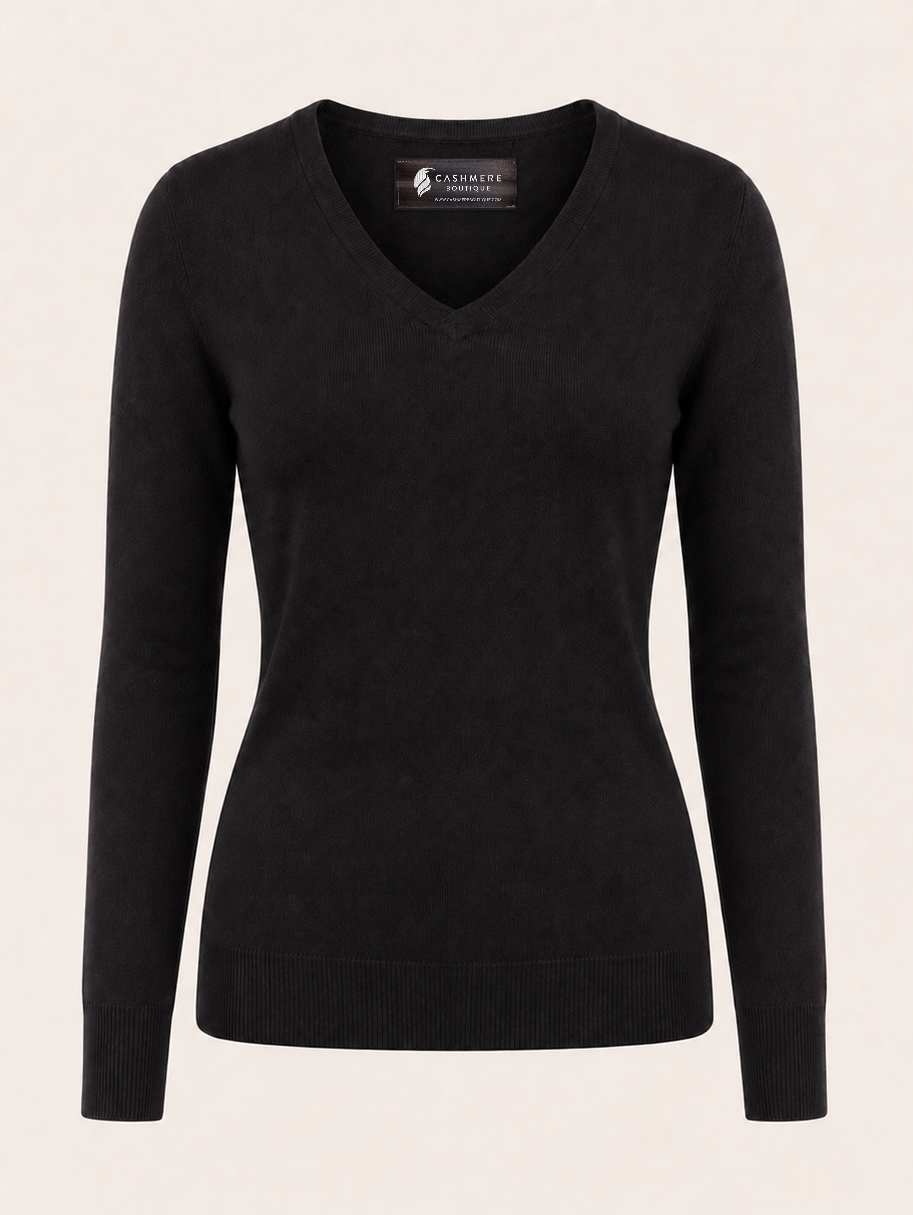 Women's Cashmere V-Neck Sweater - Black