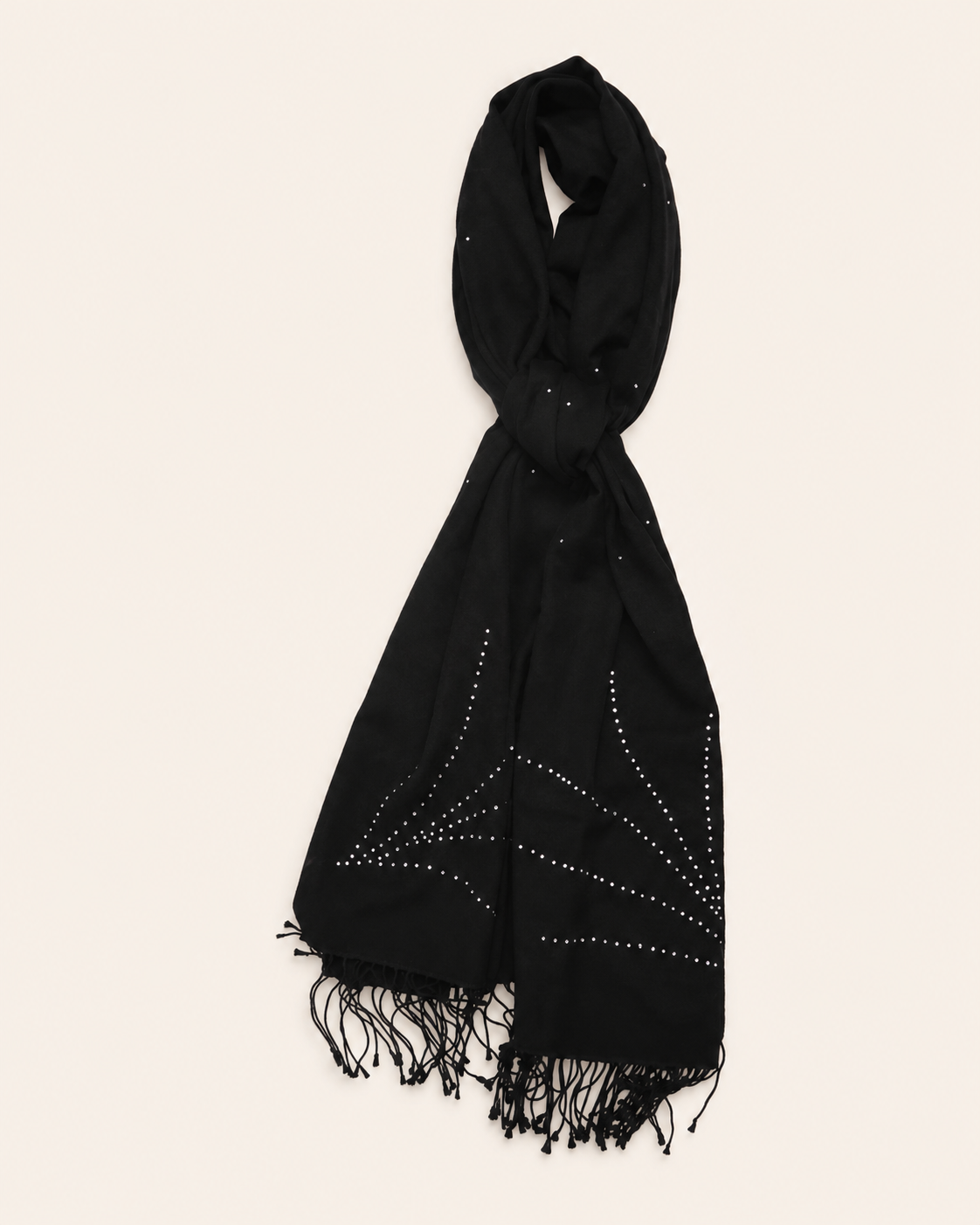 Cashmere Wrap with Swarovski Crystals in Palm Tree Design - Black