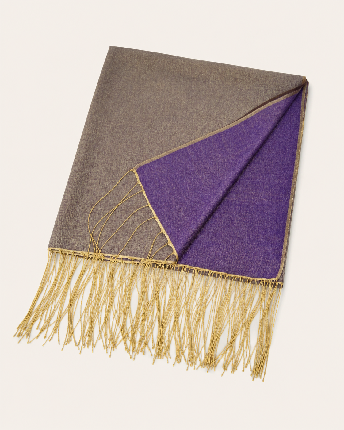 Two Tone Reversible Pashmina Wrap in Purple and Gold