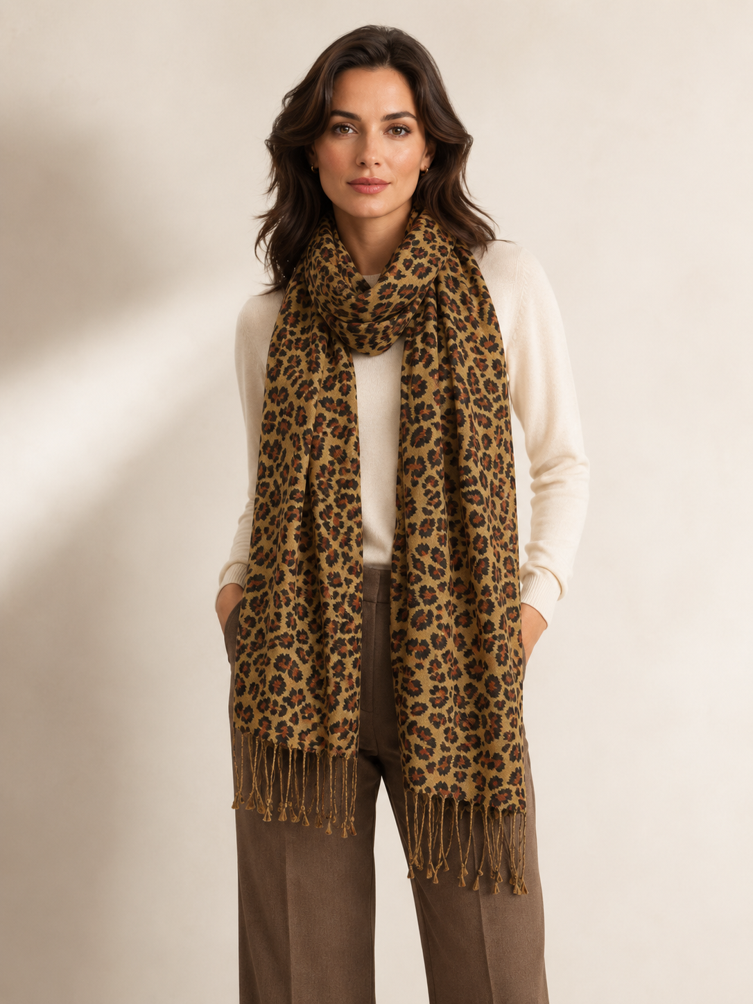 Leopard Print Cashmere Shawl