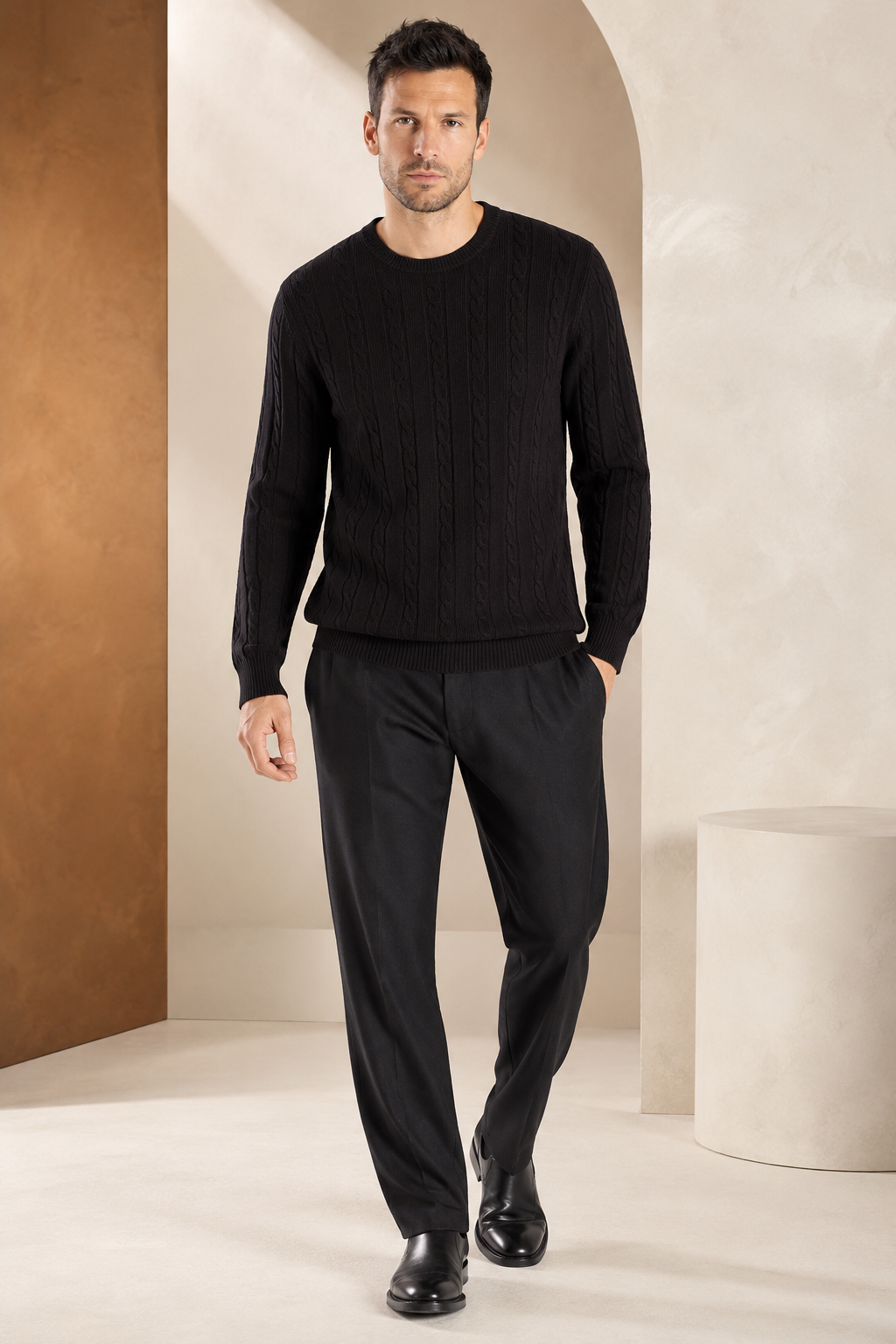 Men's Cable Cashmere Sweater