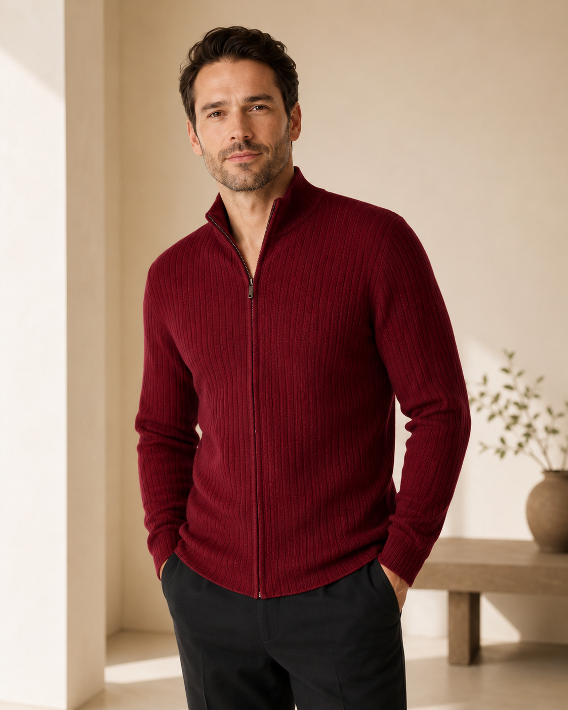 Men's Pure Cashmere Zip Cardigan Jacket