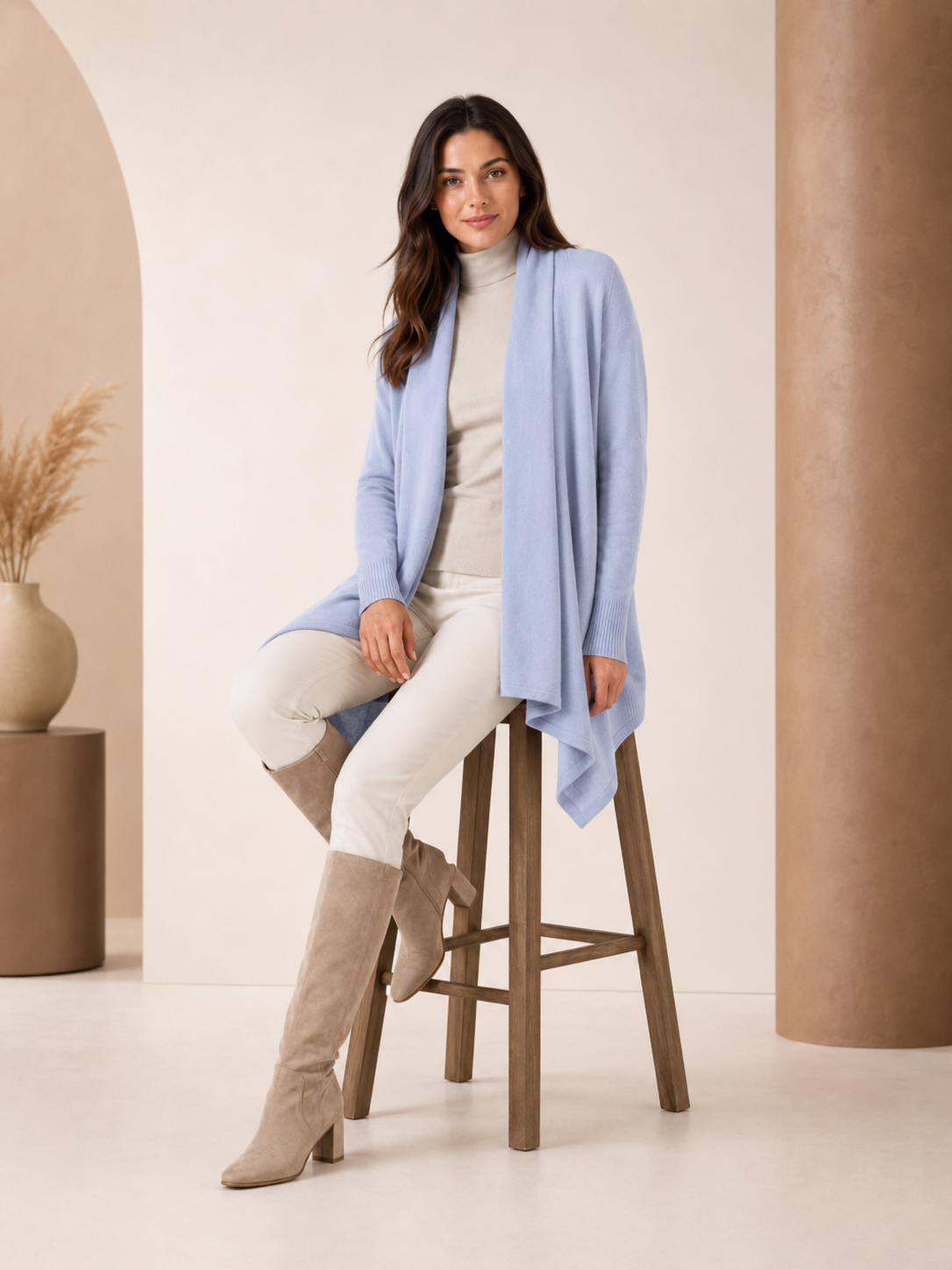Pure Cashmere Shawl with Sleeves