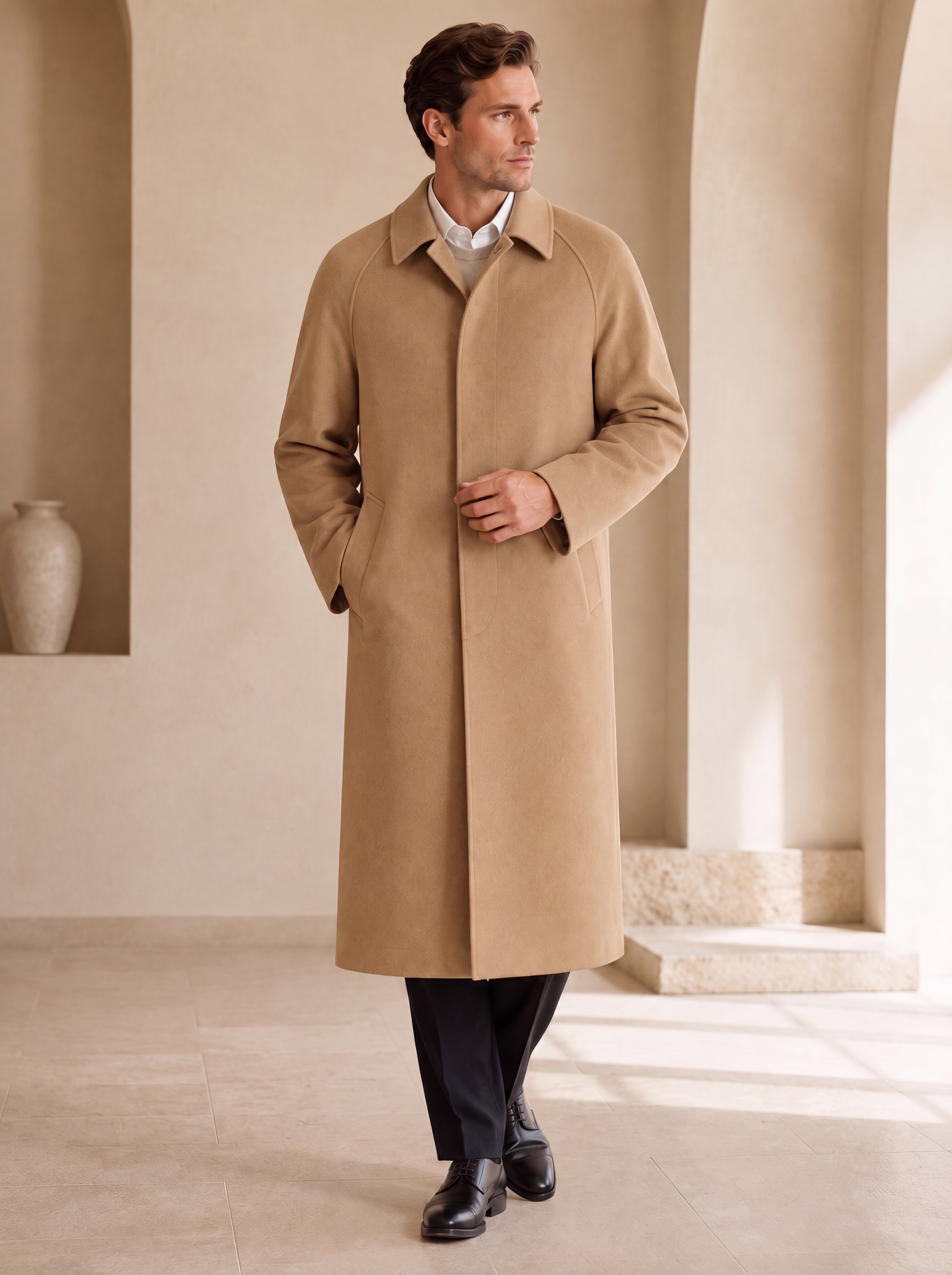 Men's Full Length Cashmere Blend Overcoat