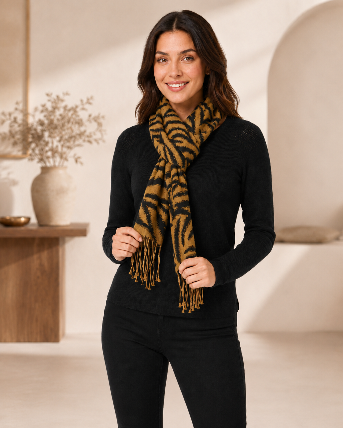 Tiger Print Cashmere Scarf