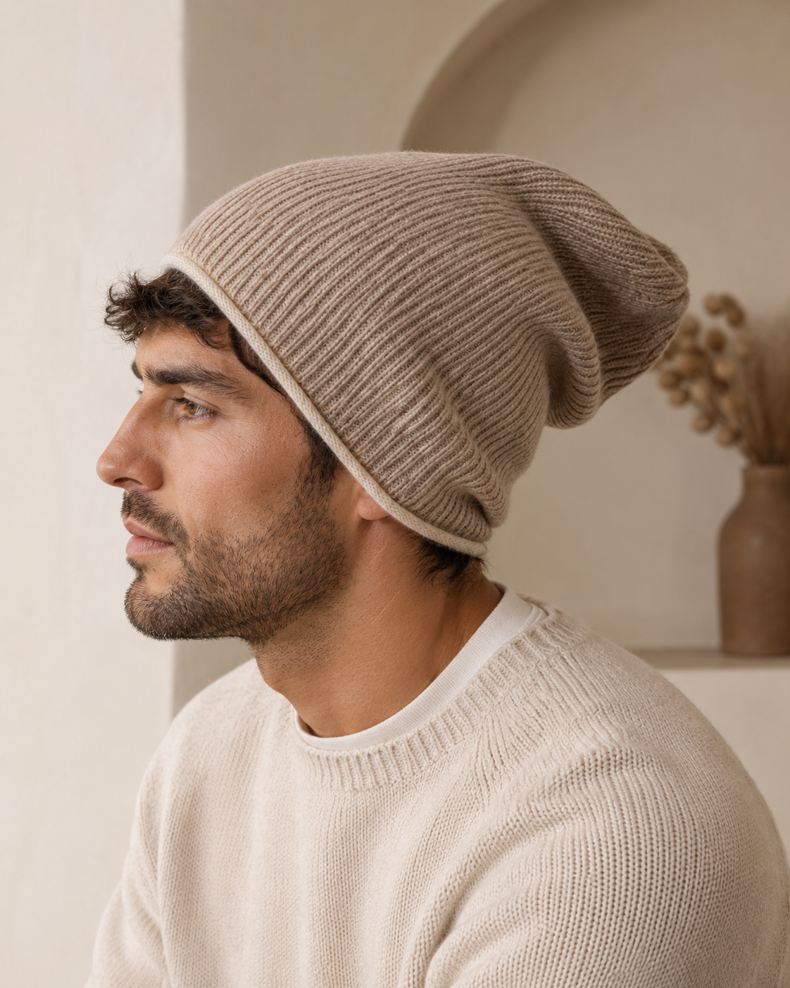 Pure Cashmere Ribbed Toque Hat