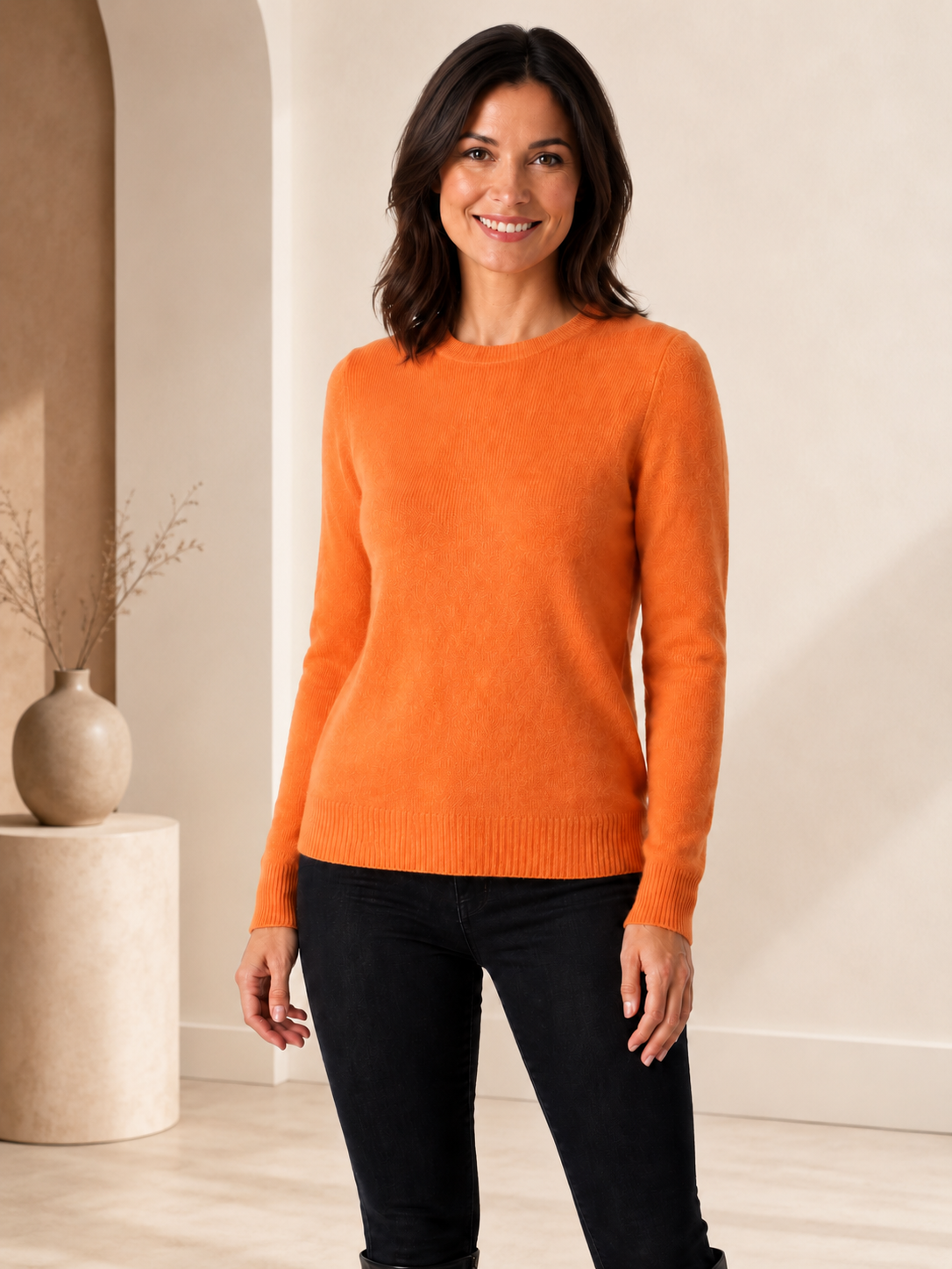 Pure Cashmere Crew Neck Spring Sweater for Women