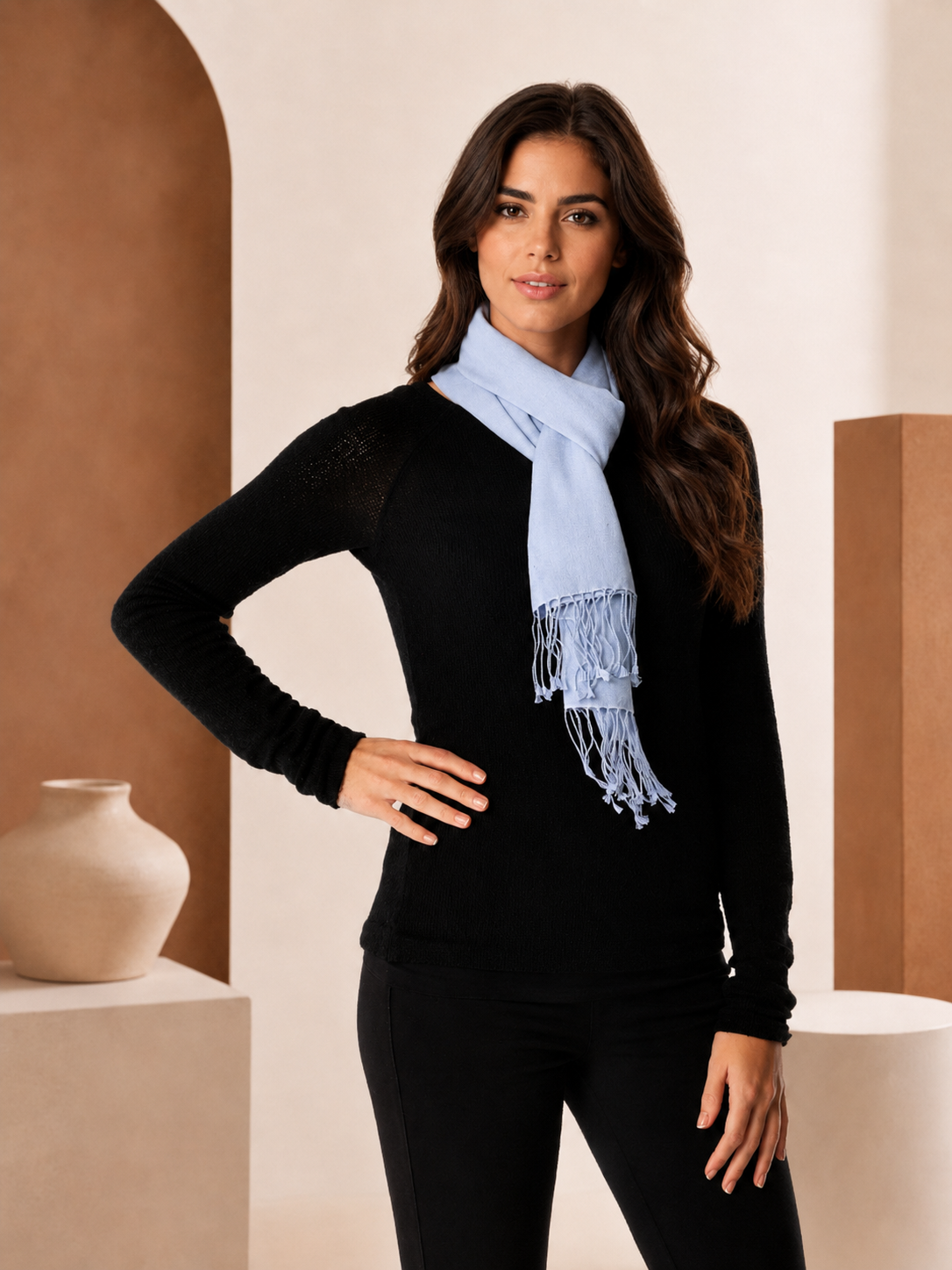 Cashmere and Silk Scarf - Model Image 1