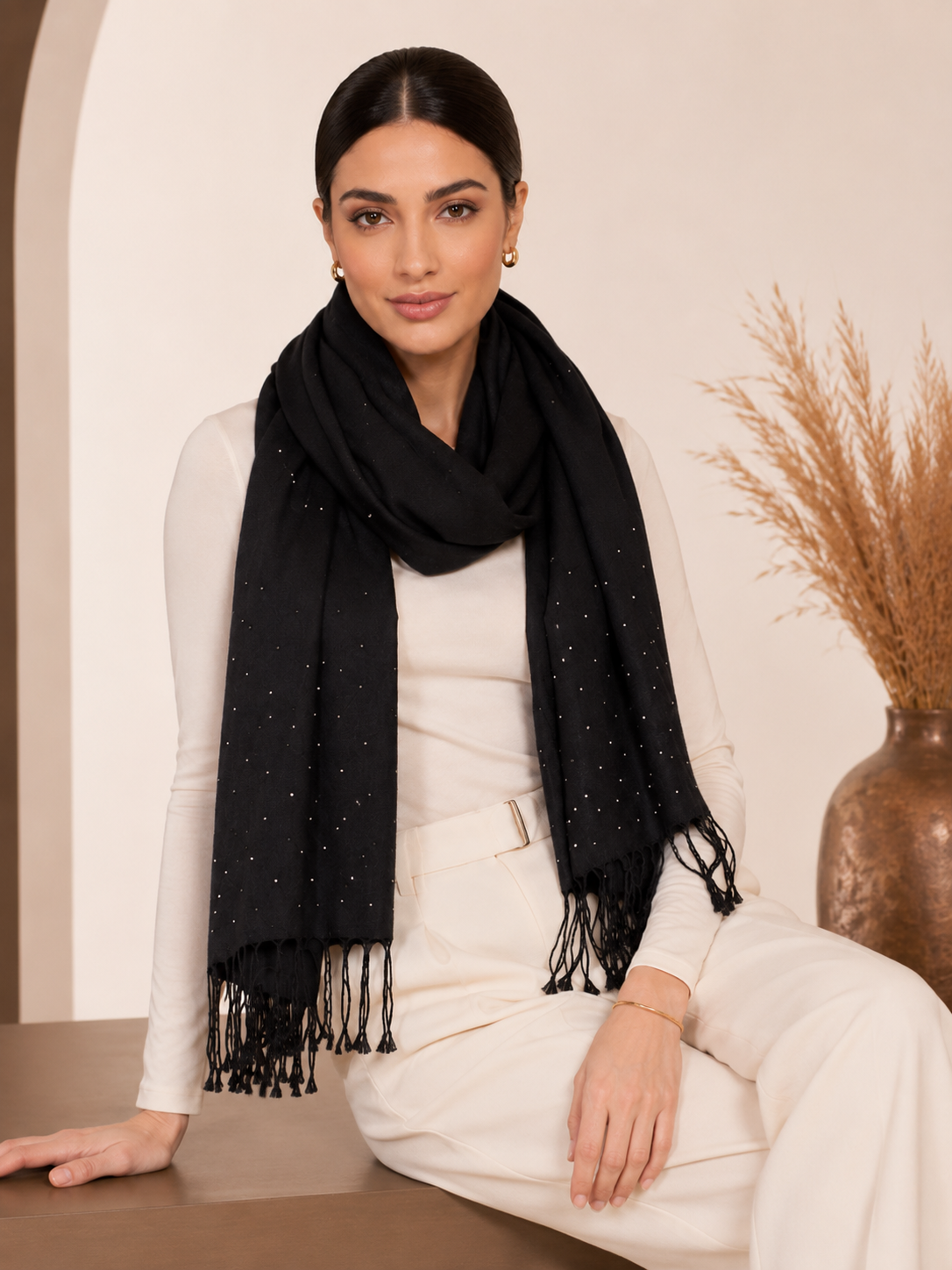 Pashmina Shawl with Swarovski Crystals - Galaxy
