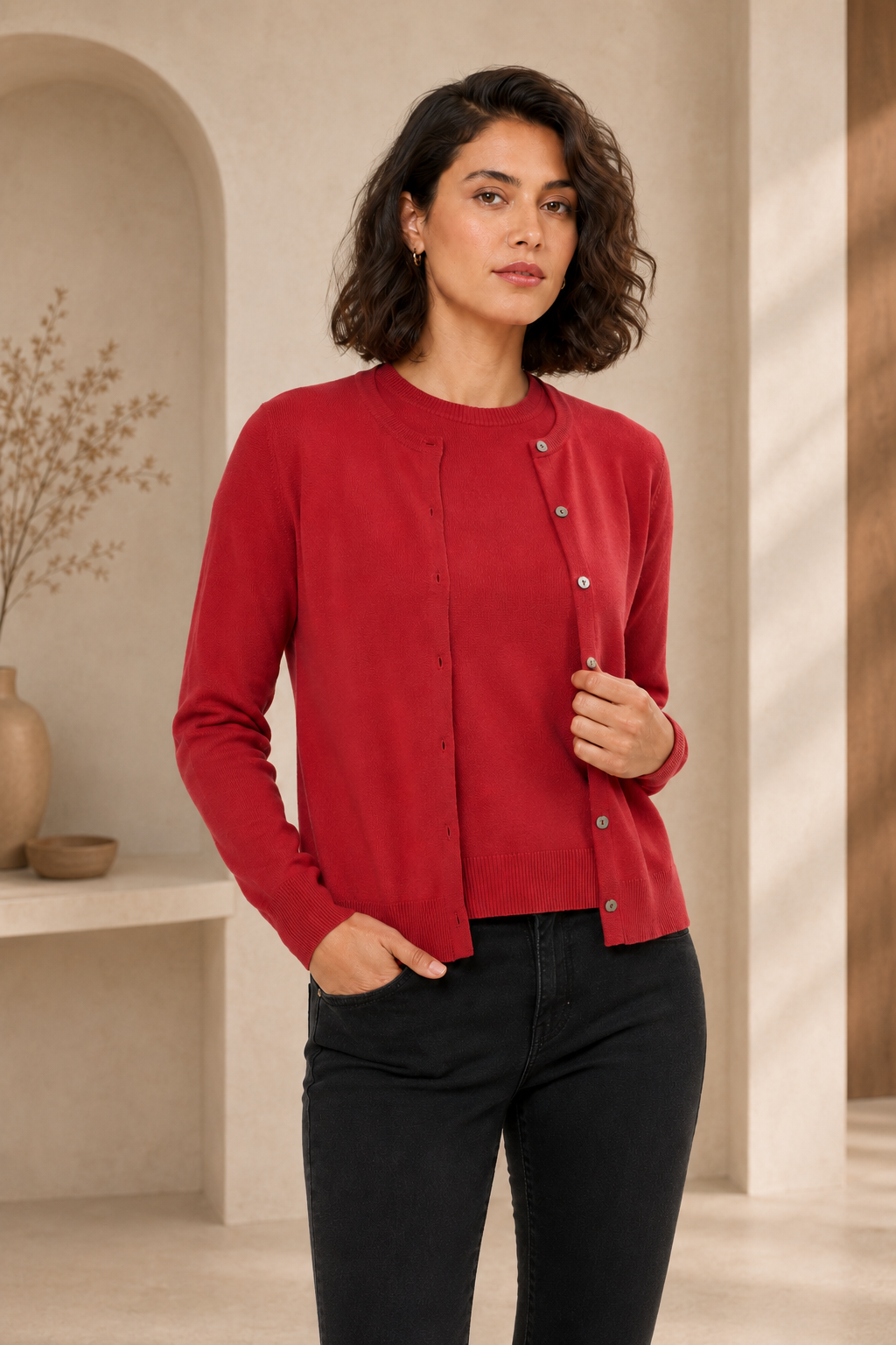 Women's Cashmere Cardigan Twin Sweater Set