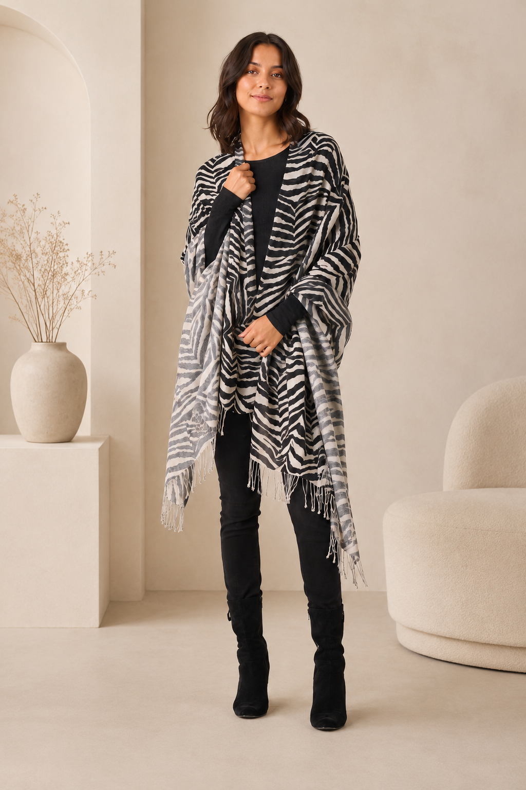 Zebra Print Cashmere Shawl