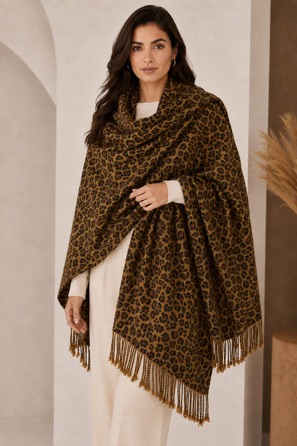 Leopard Print Cashmere Throw