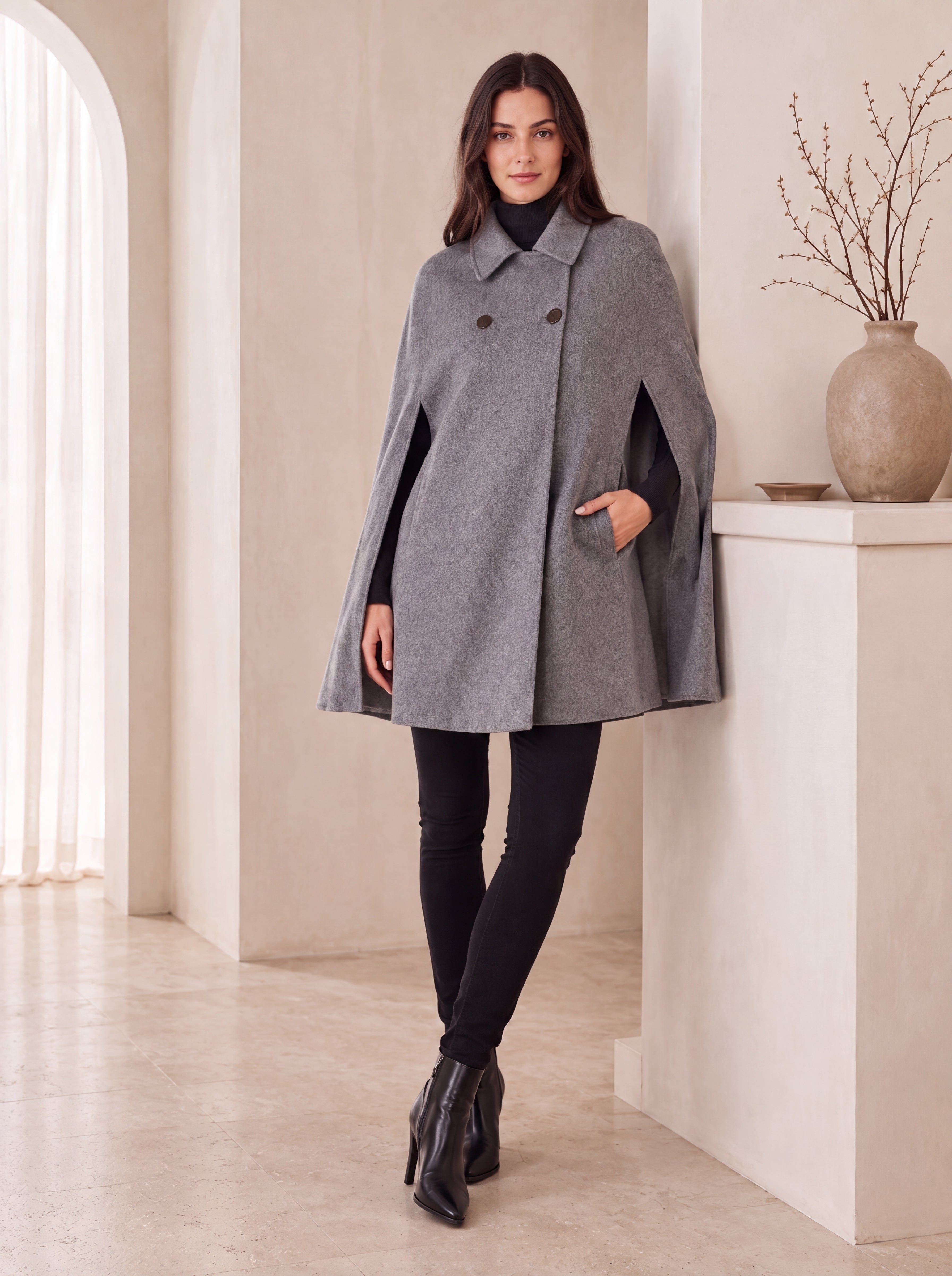 Pure Cashmere Cape Style Coat