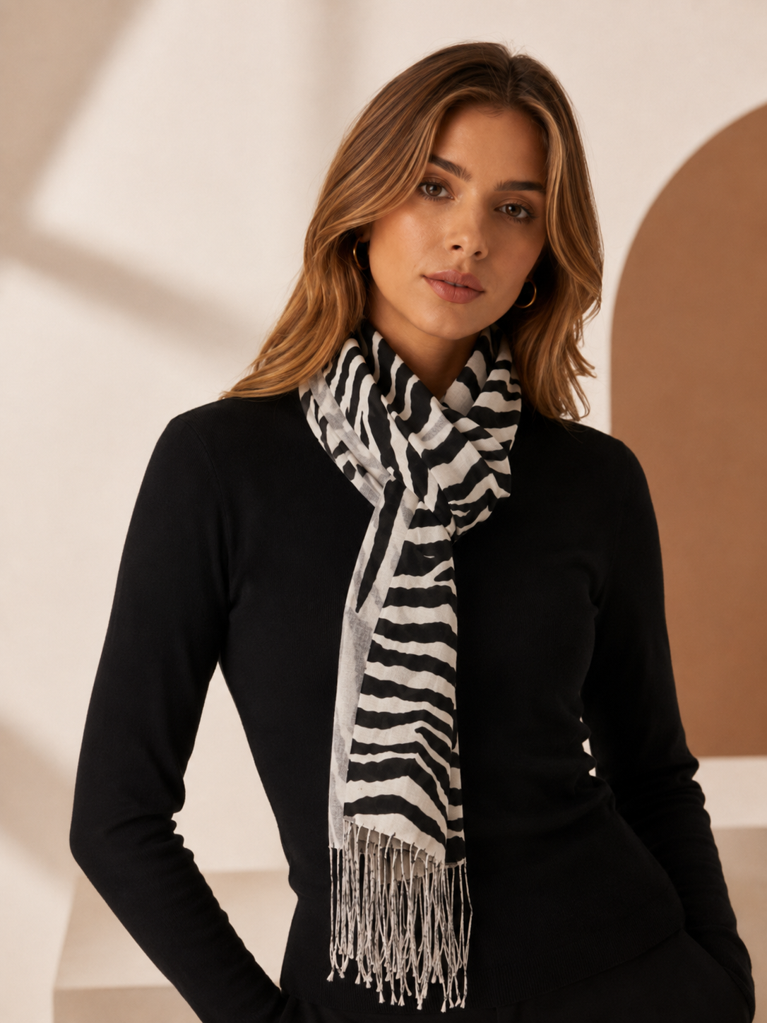 Zebra Print Cashmere Scarf