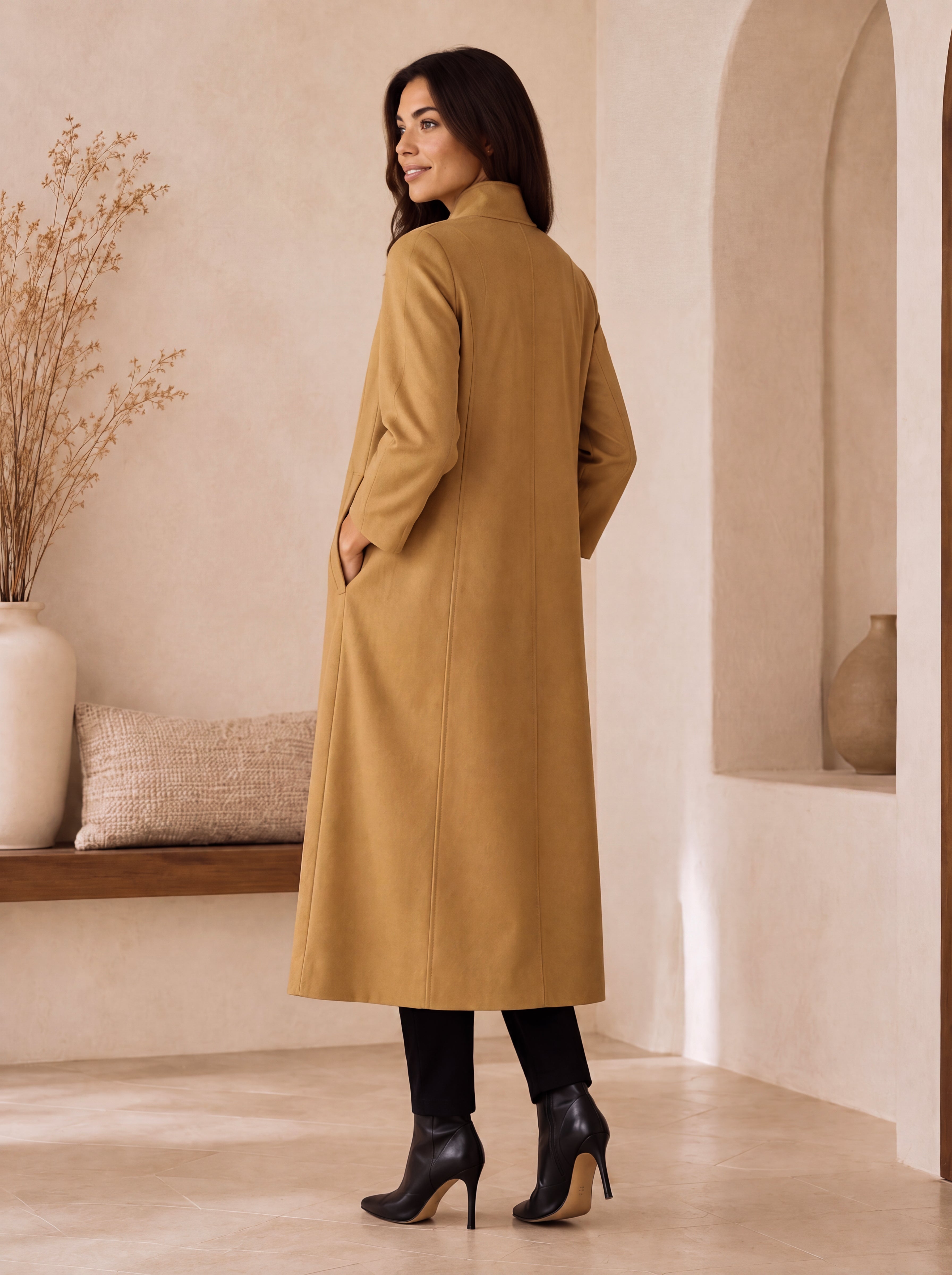 Cashmere Blend Full Length Overcoat for Women