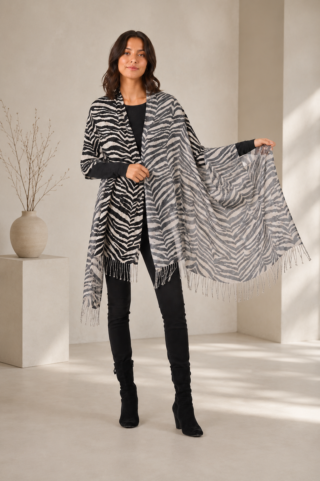 Zebra Print Cashmere Shawl