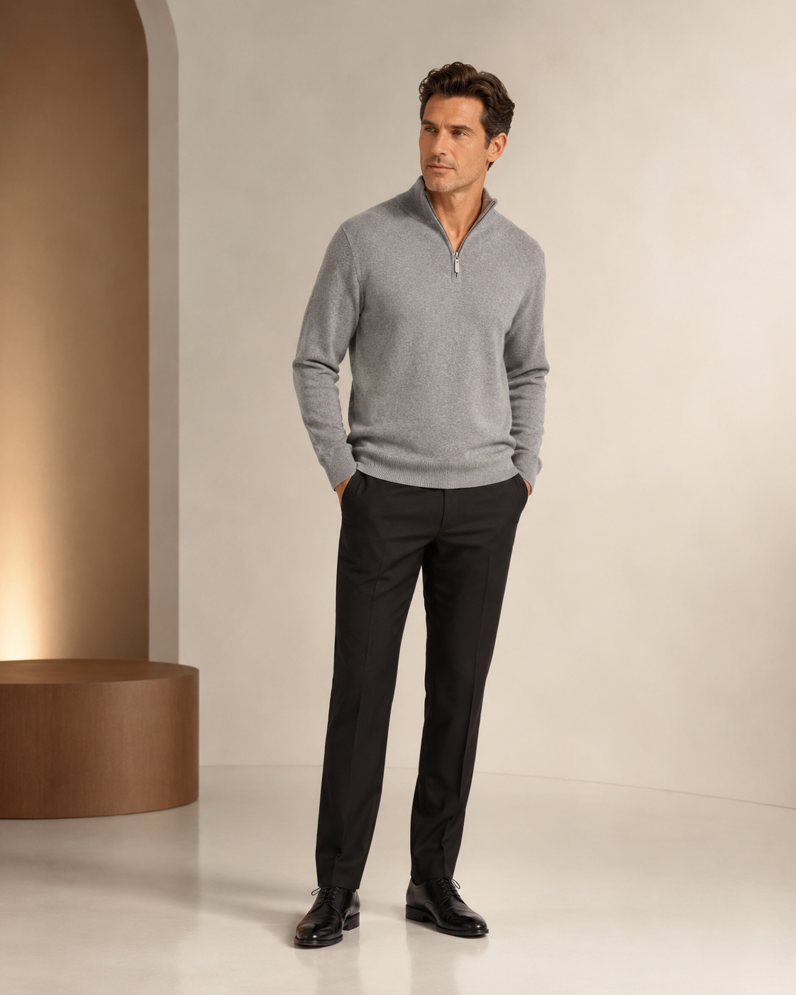 Men's Pure Cashmere Half Zip Sweater
