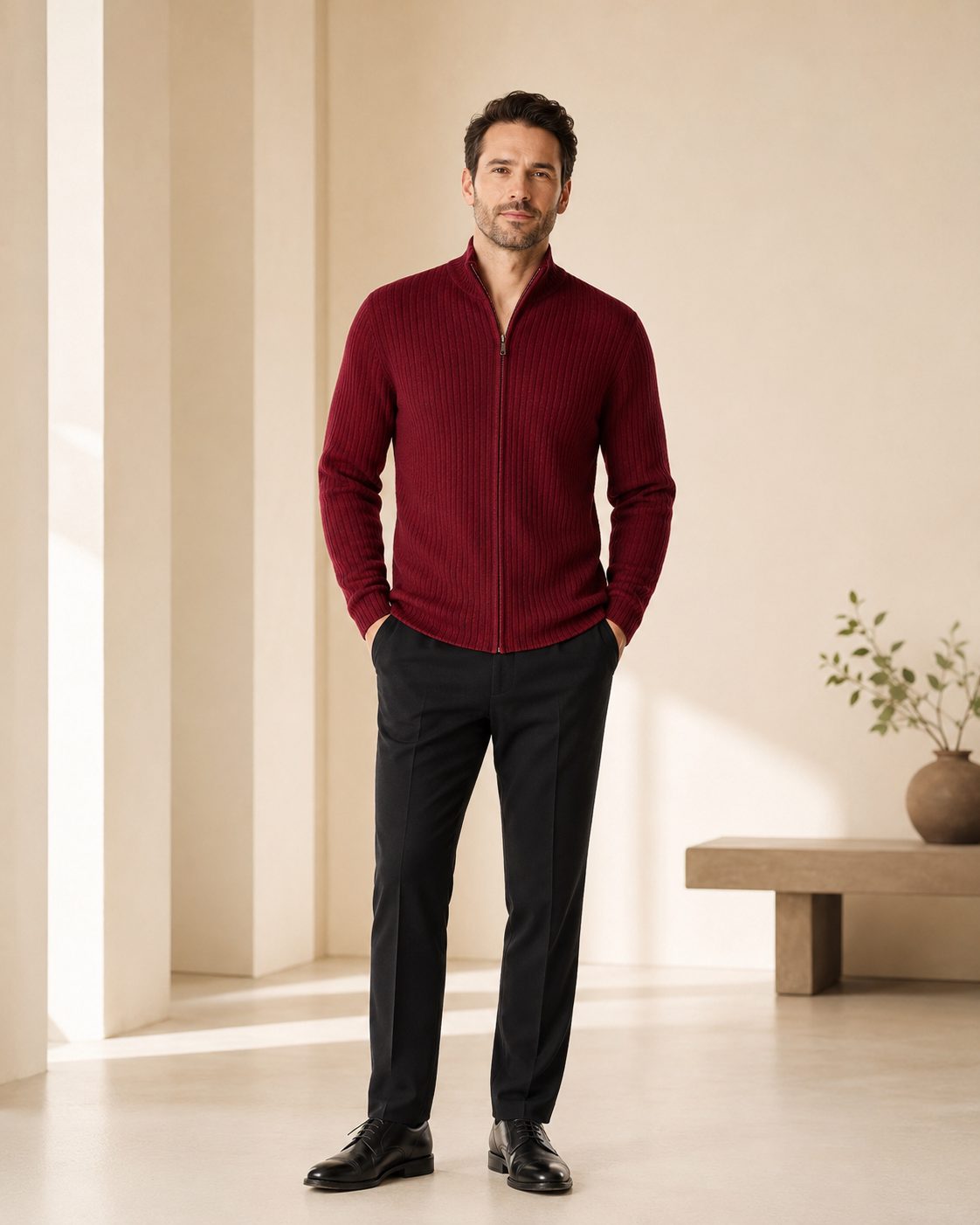 Men's Pure Cashmere Zip Cardigan Jacket