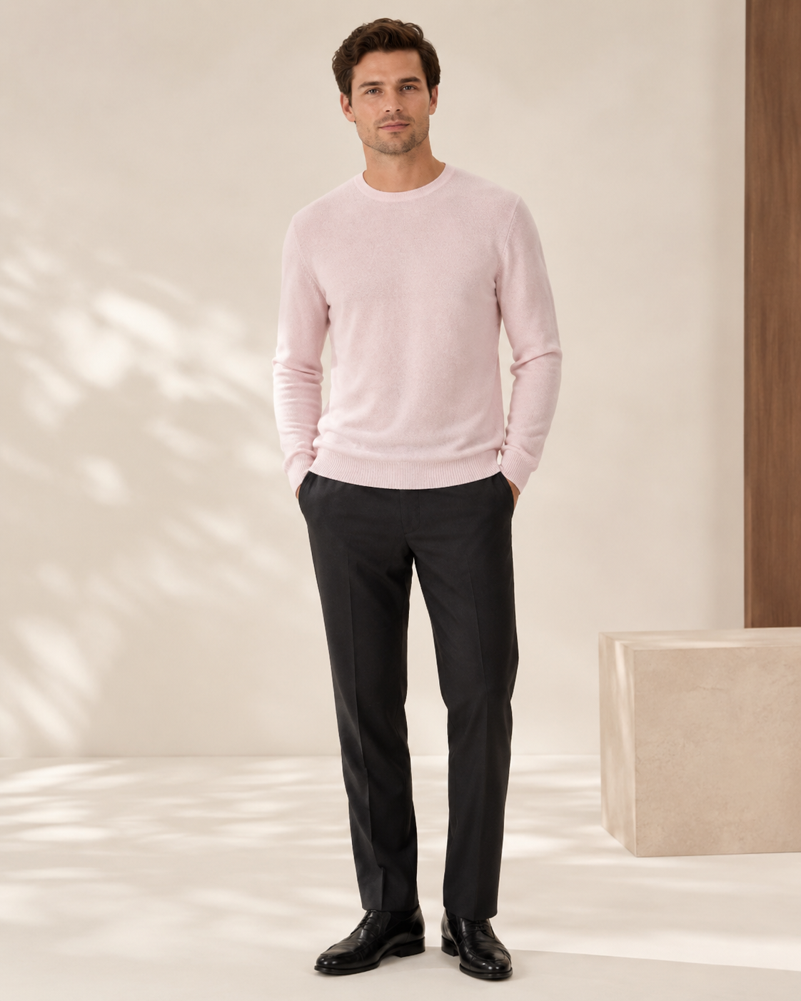 Pure Cashmere Crew Neck Spring Sweater for Men