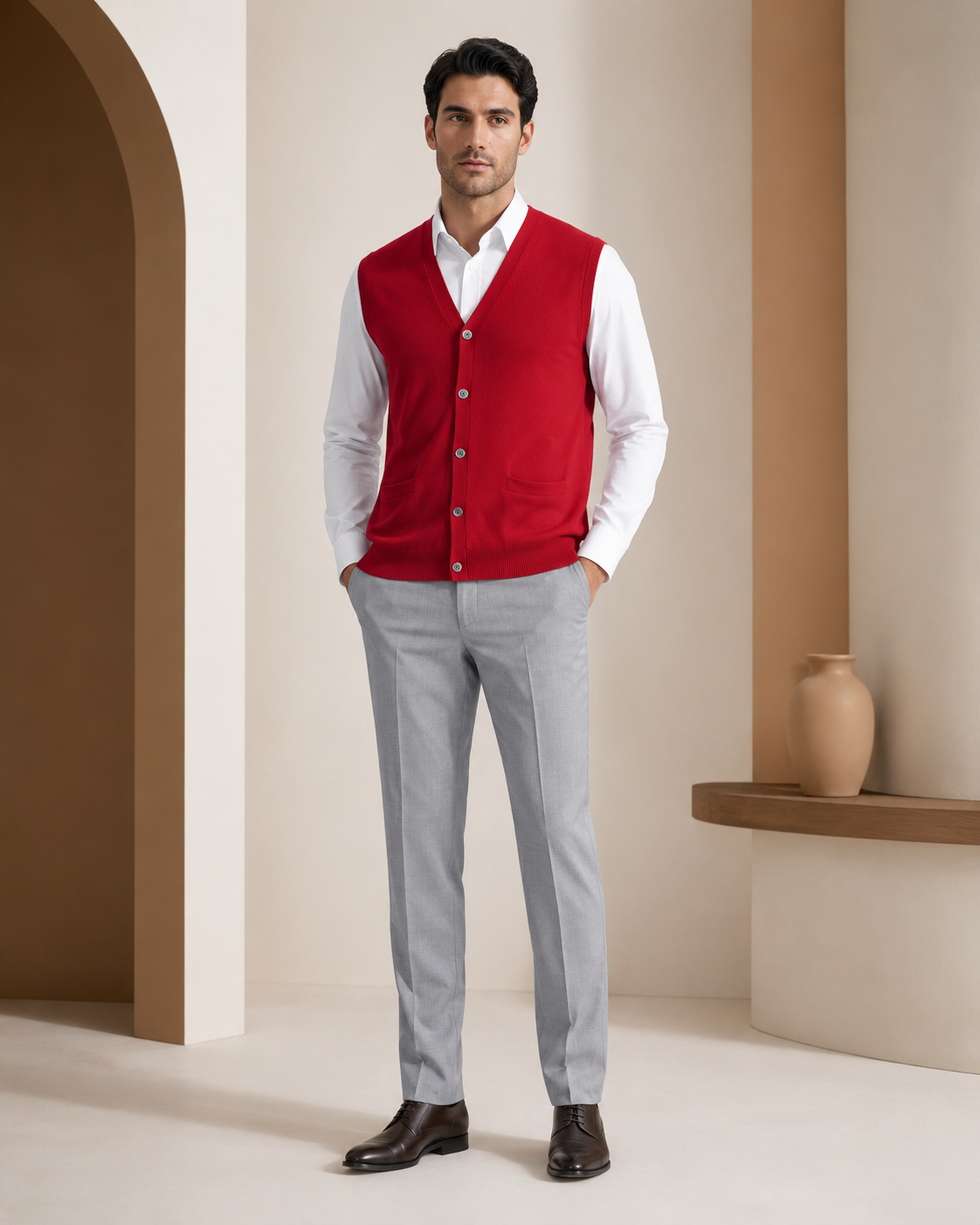 Men's Cashmere Sleeveless Cardigan Vest