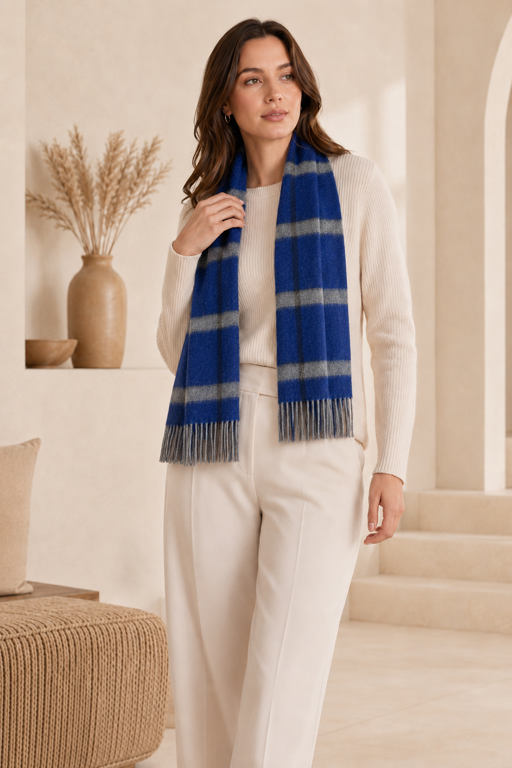Pure Cashmere Unisex Checks Scarf