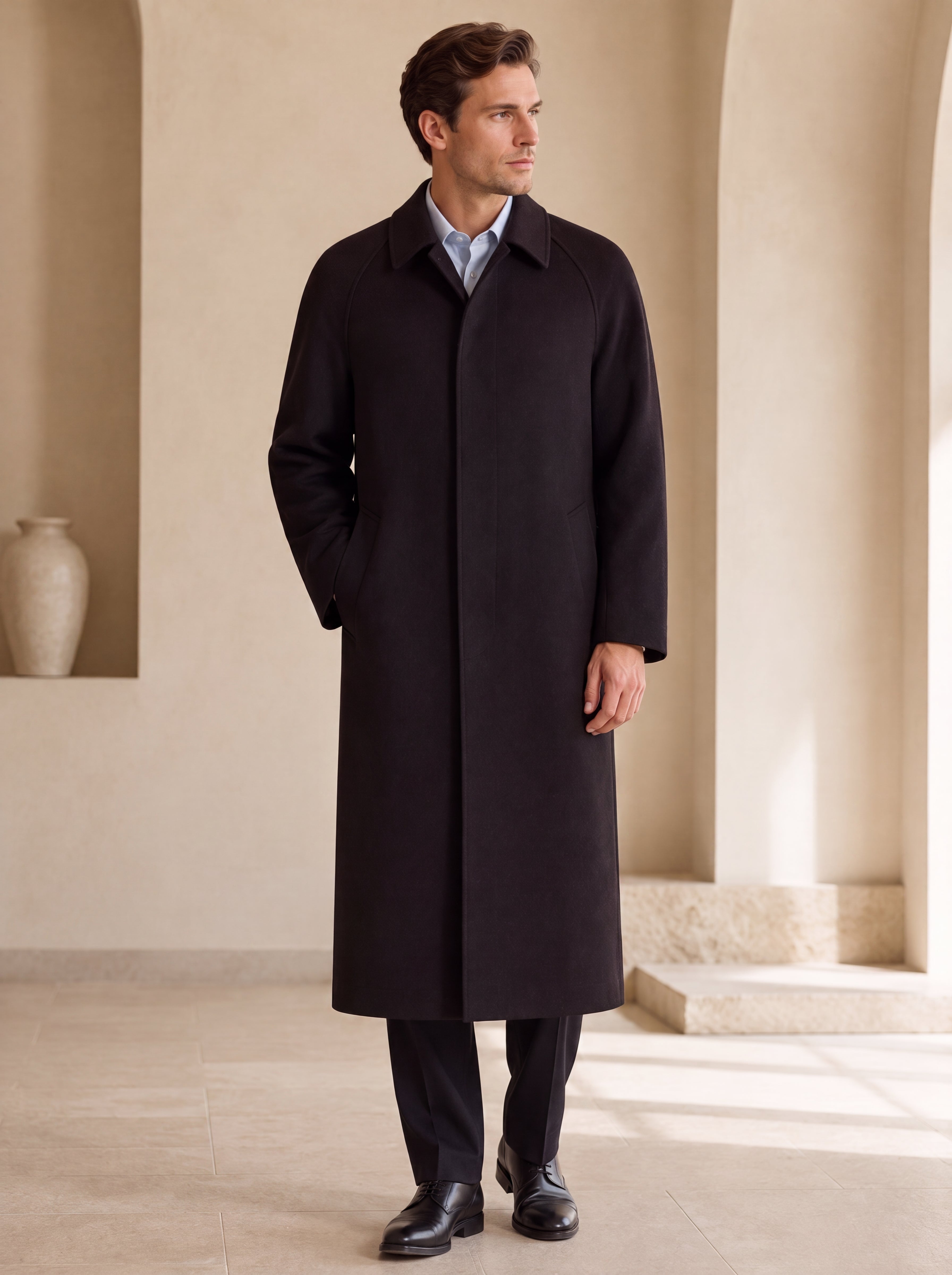 Men's Full Length Cashmere Blend Overcoat