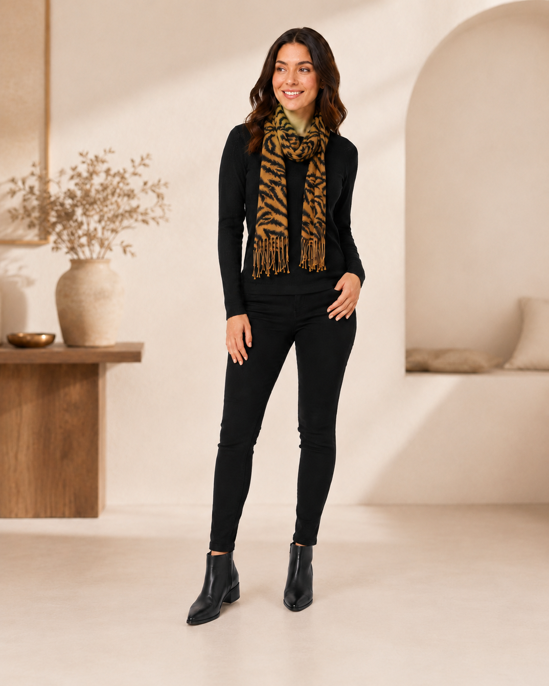 Tiger Print Cashmere Scarf