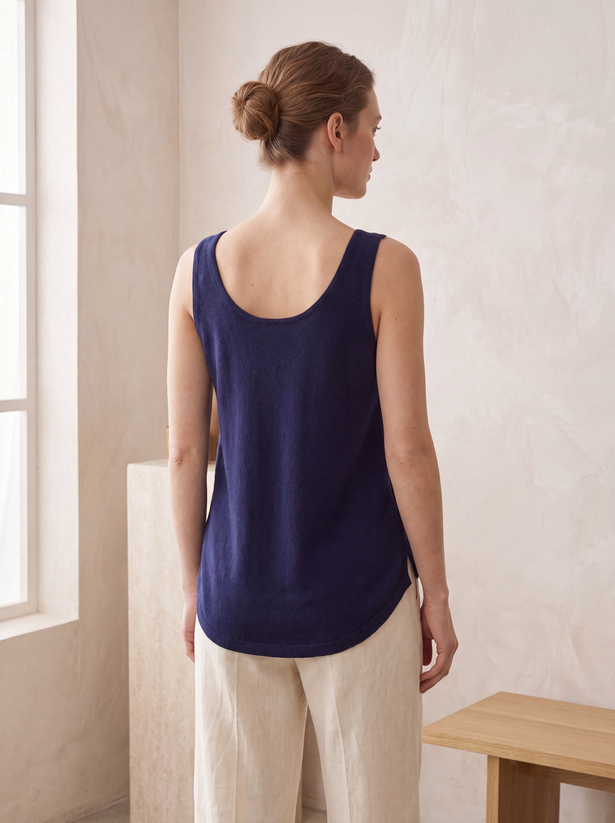 High Low Tank Top in Pure Cashmere