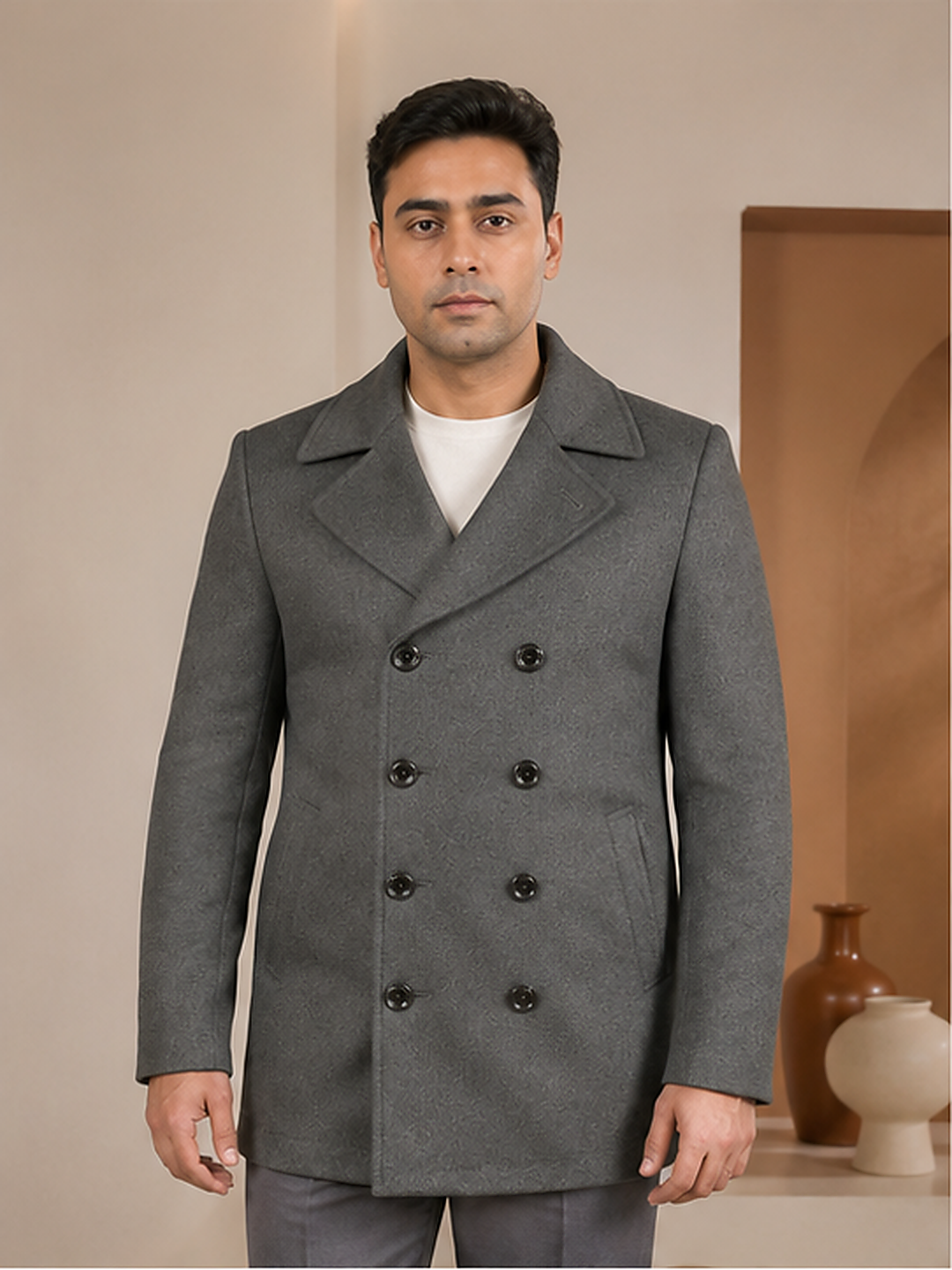 Men's Pure Cashmere Pea Coat