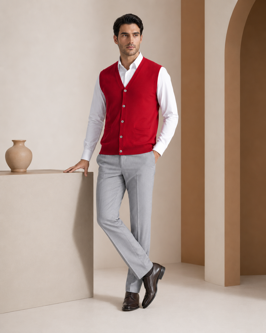 Men's Cashmere Sleeveless Cardigan Vest