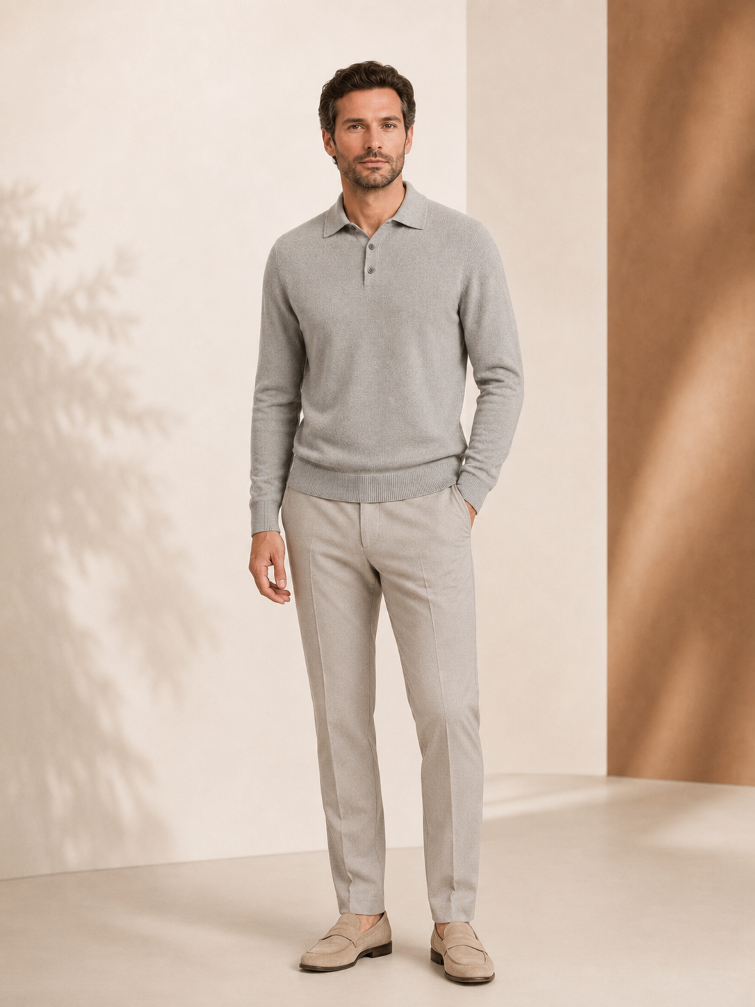 Men's Pure Cashmere Polo Sweater