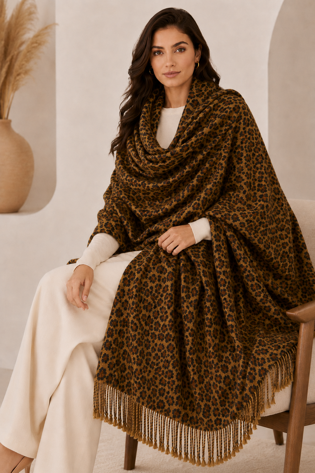 Leopard Print Cashmere Throw