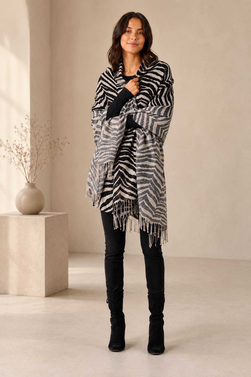 Zebra Print Cashmere Shawl
