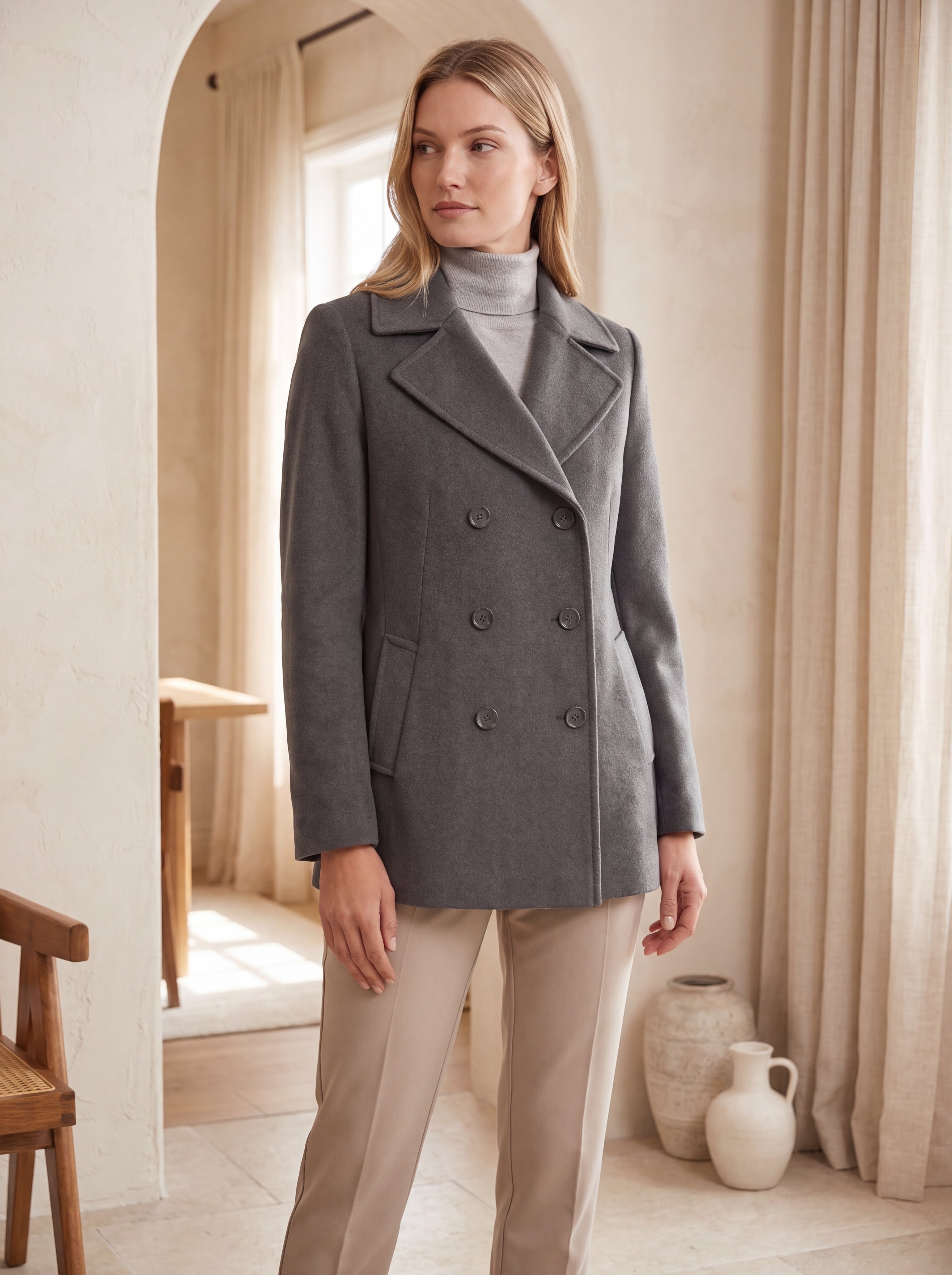 Women's Pure Cashmere Pea Coat