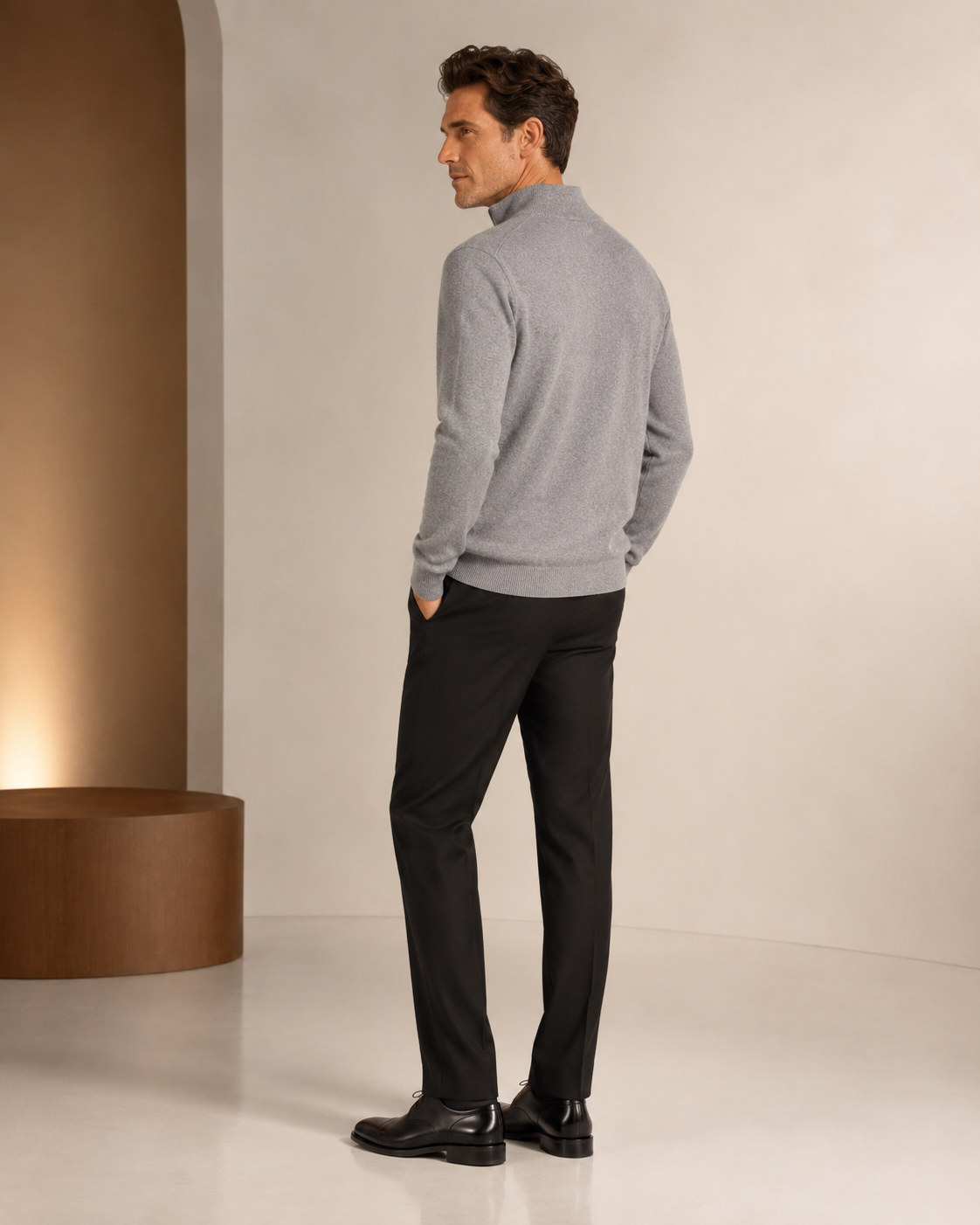 Men's Pure Cashmere Half Zip Sweater