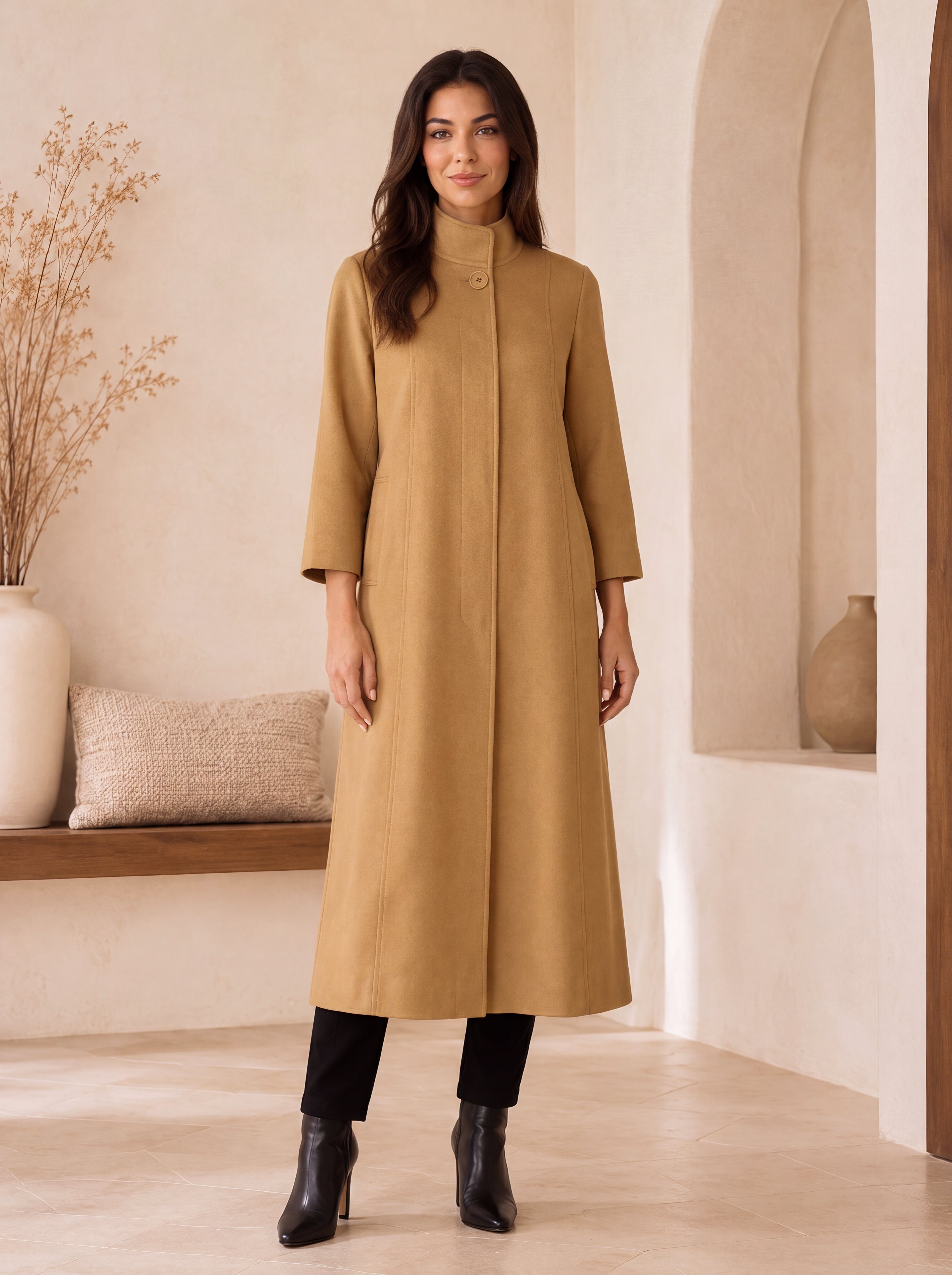 Cashmere Blend Full Length Overcoat for Women