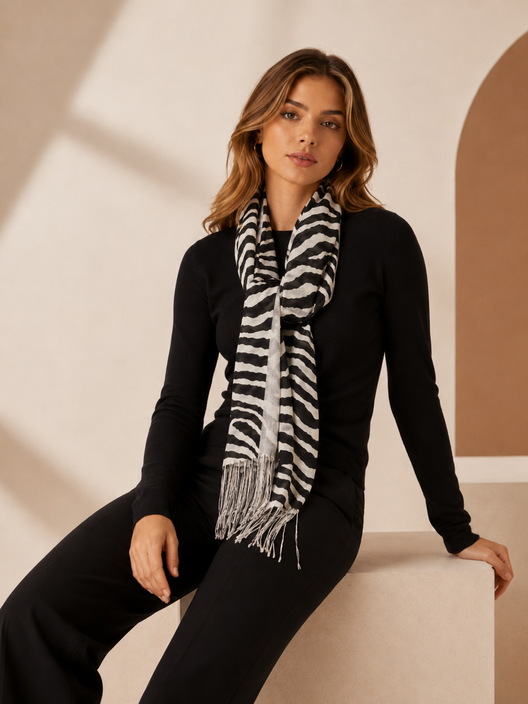 Zebra Print Cashmere Scarf